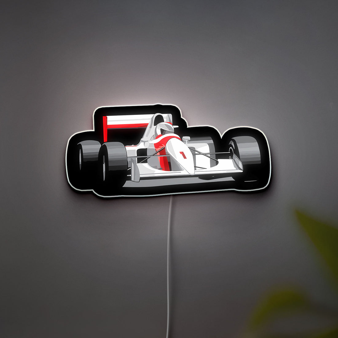 Formula One Racing Car 3D Light Box - Speed Inspired LED Night Light, Watercolor Race Decor for Motorsport Fans & Kids Room 