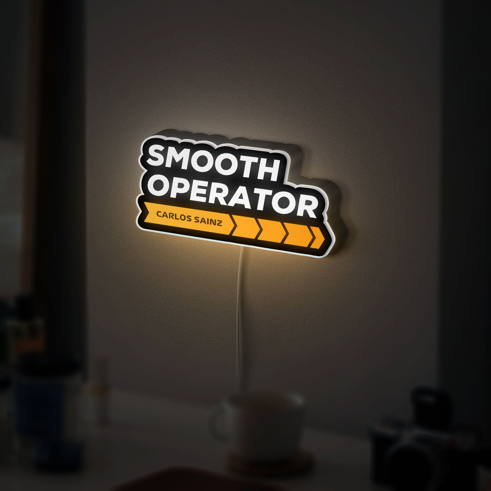 Formula 1 Racing 3D Light Box - Carlos Sainz Inspired LED Night Light, Motorsport Decor for F1 Fans
