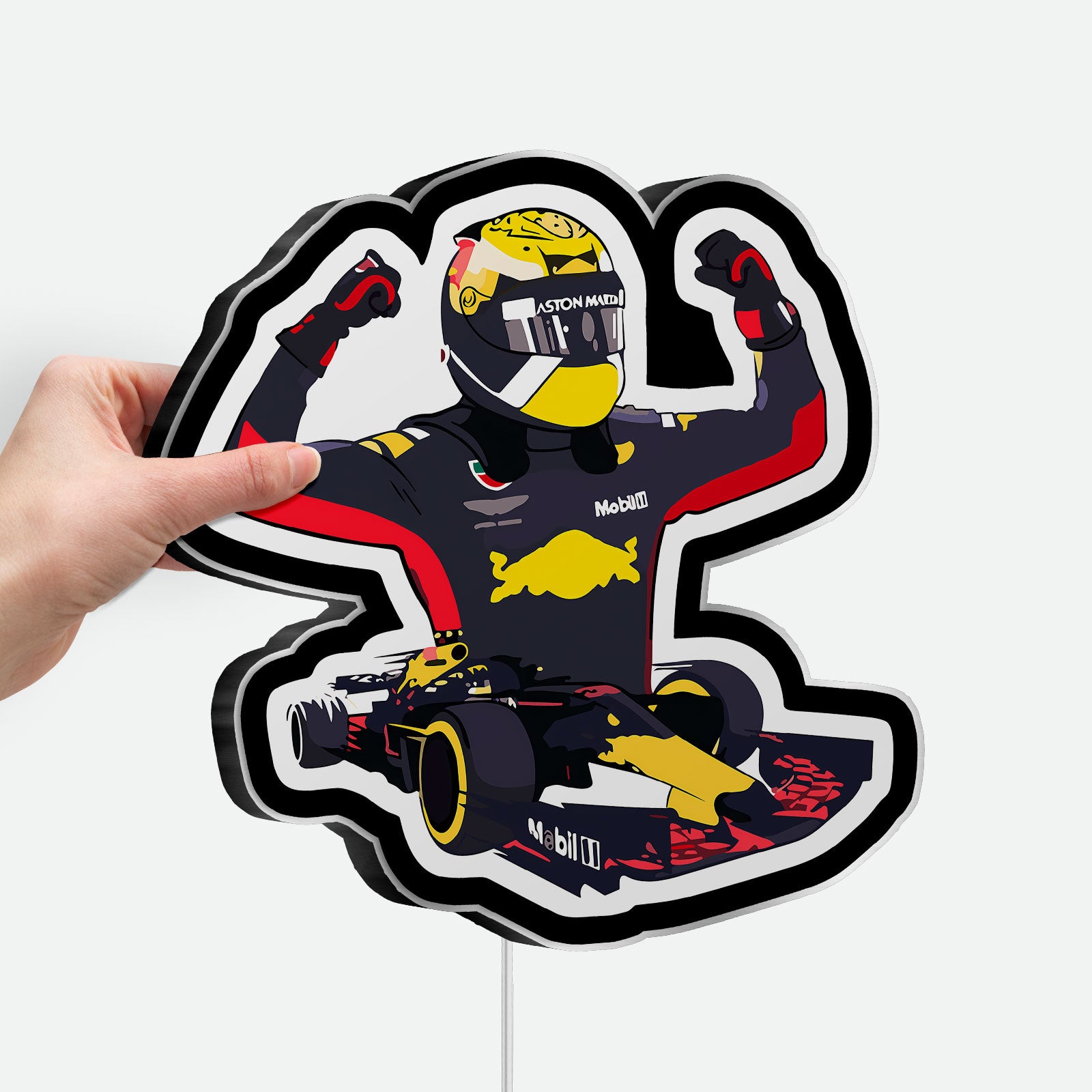 Formula 1 Racing 3D Light Box - Max Verstappen & Daniel Ricciardo LED Night Light, Motorsport Decor for F1 Fans 