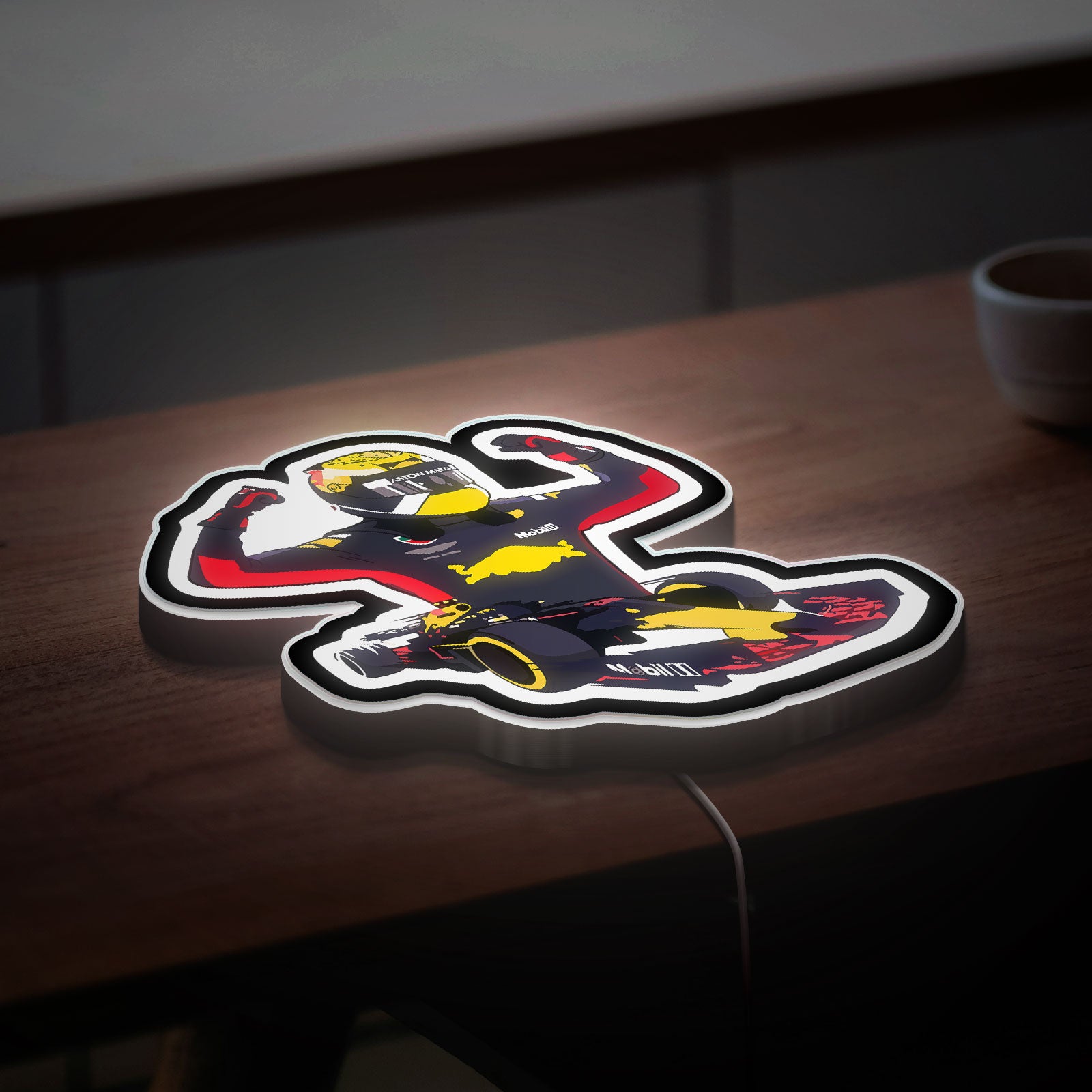 Formula 1 Racing 3D Light Box - Max Verstappen & Daniel Ricciardo LED Night Light, Motorsport Decor for F1 Fans 