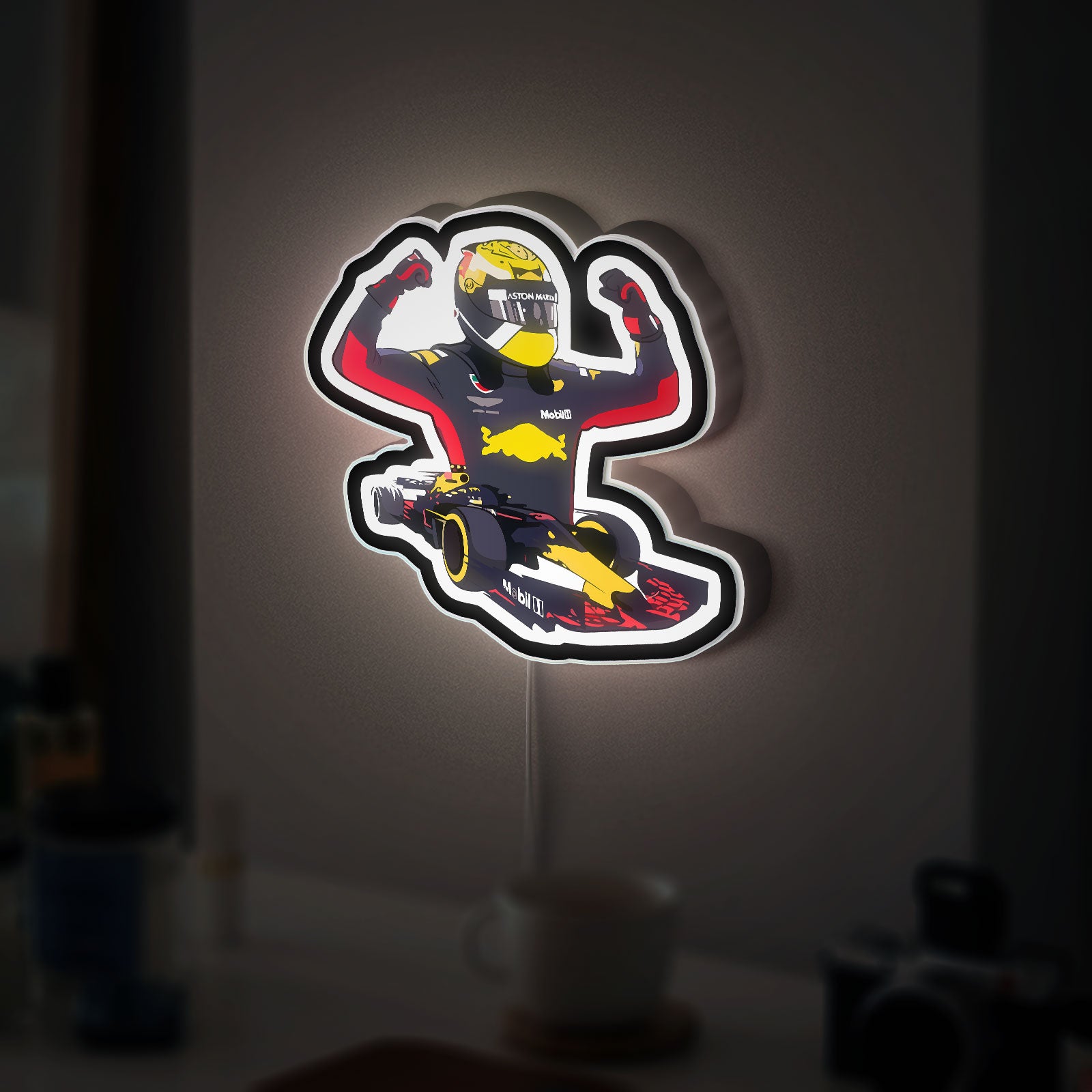 Formula 1 Racing 3D Light Box - Max Verstappen & Daniel Ricciardo LED Night Light, Motorsport Decor for F1 Fans 