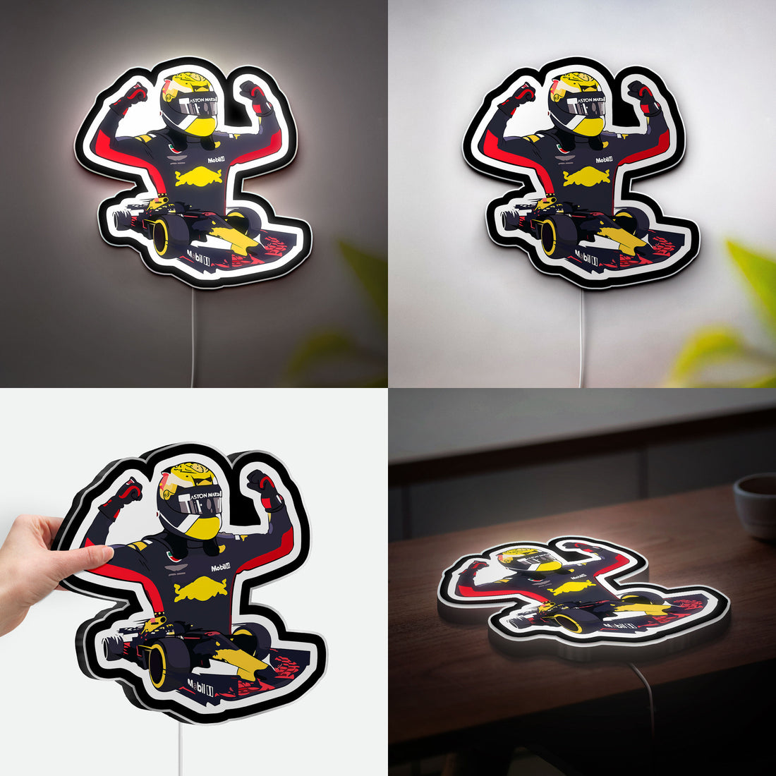 Formula 1 Racing 3D Light Box - Max Verstappen & Daniel Ricciardo LED Night Light, Motorsport Decor for F1 Fans 
