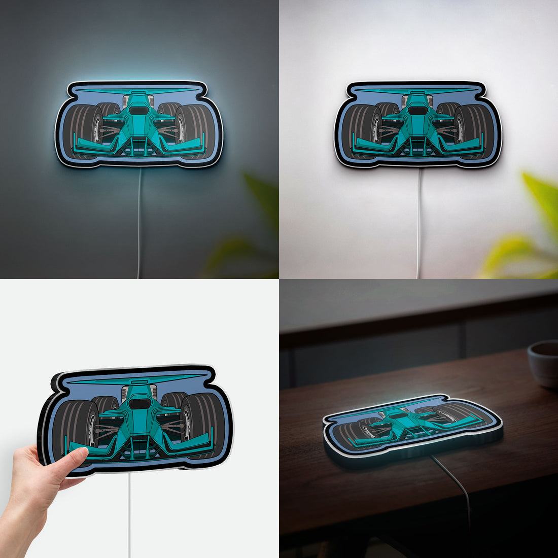 Formula 1 Racing 3D Light Box - Cartoon Race Car LED Night Light, Cool Wall Decor for Teens & Car Enthusiasts 