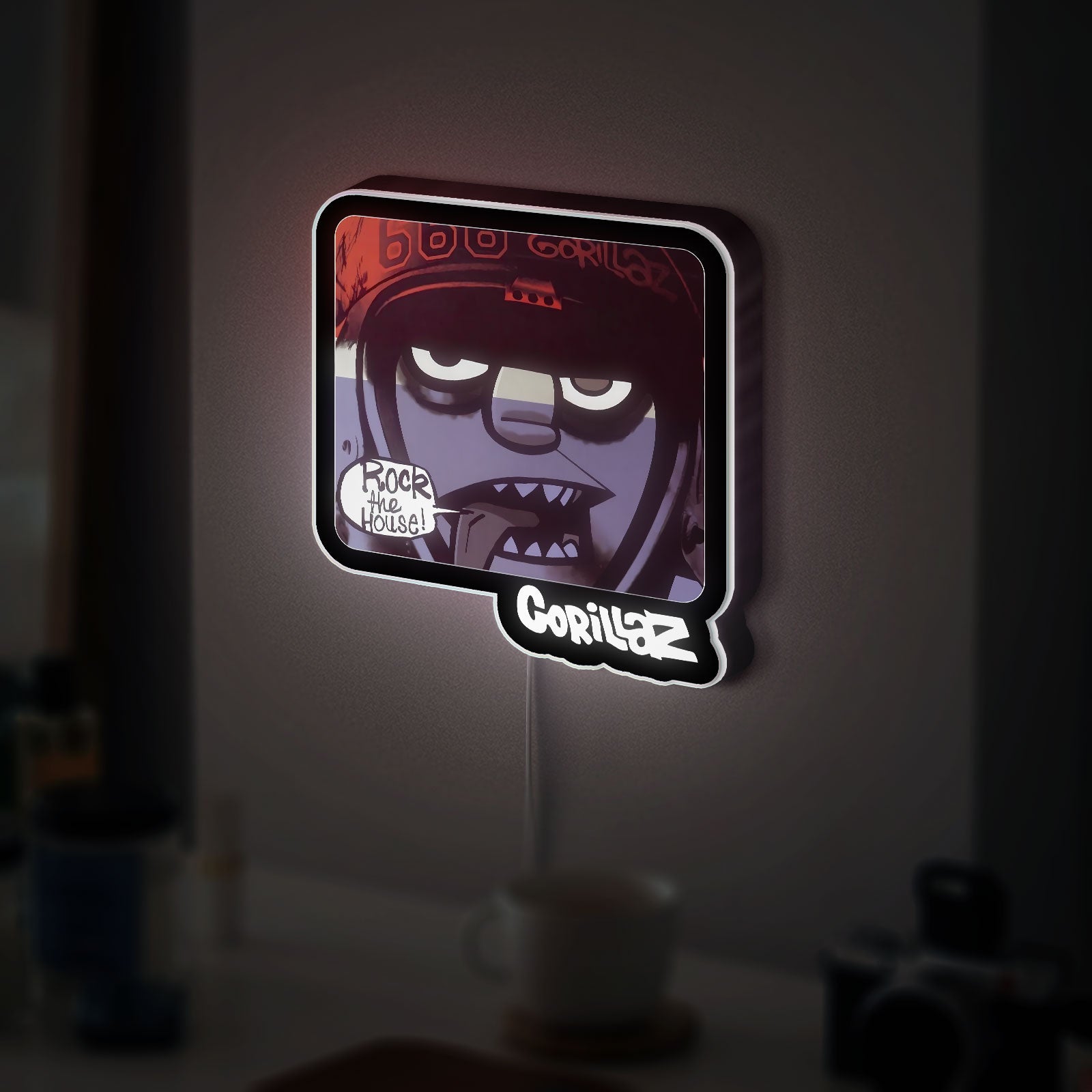 Gorillaz Rock the House 3D Light Box - Music Band LED Night Light, Cartoon Character Decor for Fans 