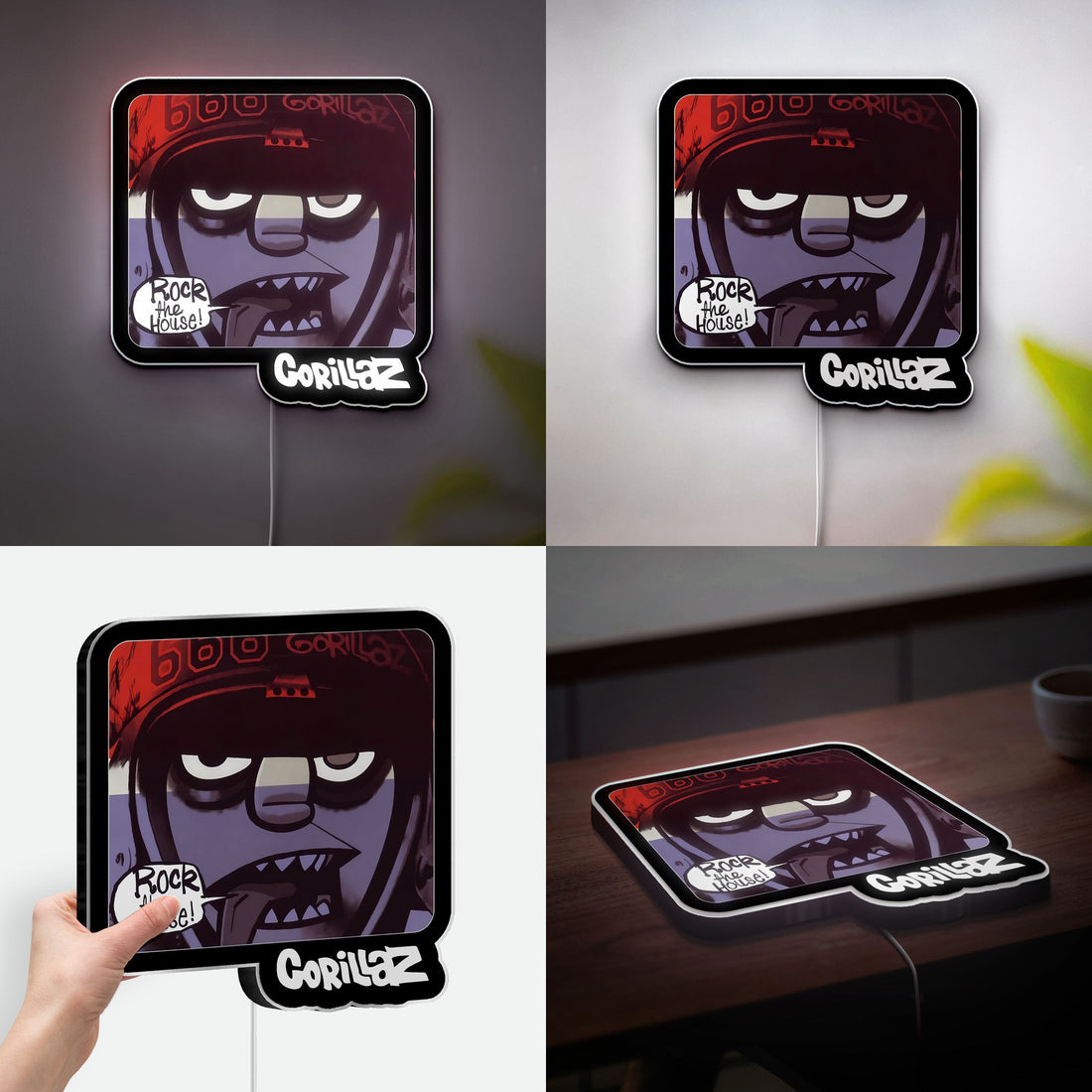 Gorillaz Rock the House 3D Light Box - Music Band LED Night Light, Cartoon Character Decor for Fans 