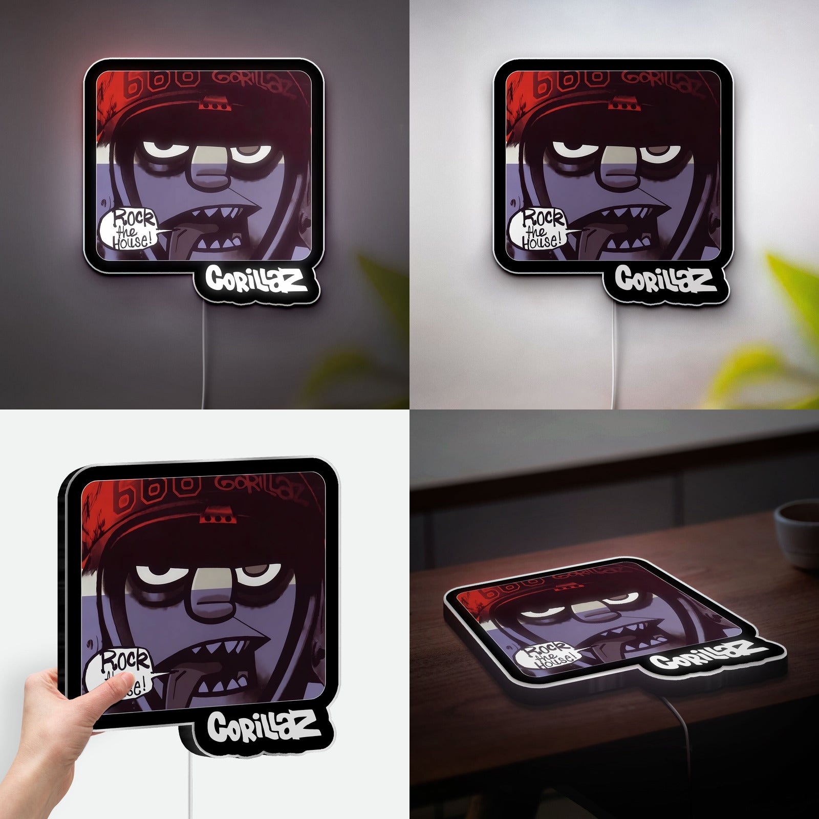Gorillaz Rock the House 3D Light Box - Music Band LED Night Light, Cartoon Character Decor for Fans 