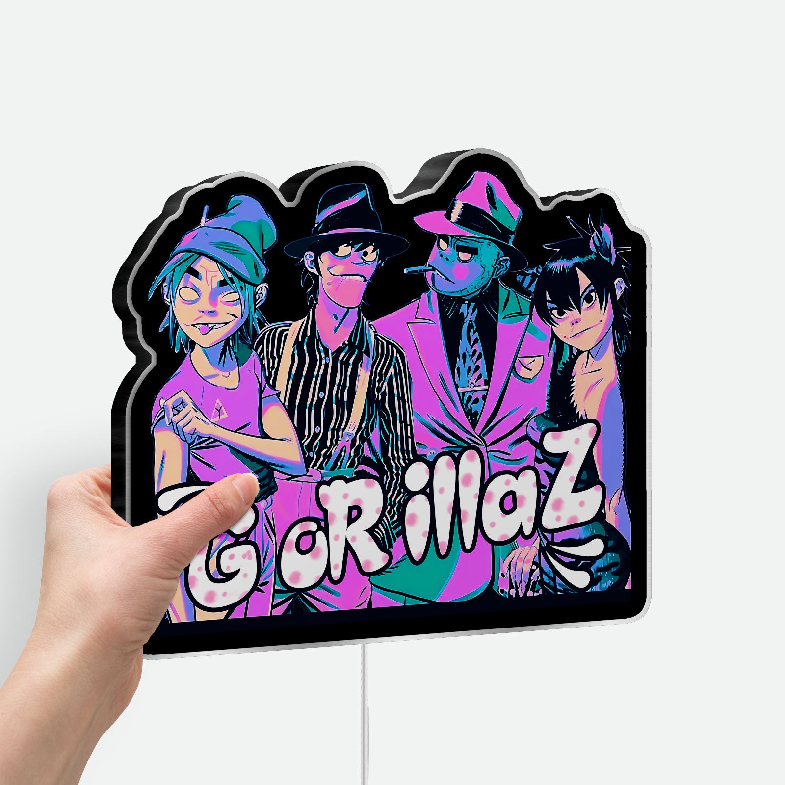 Gorillaz 3D Light Box - Cartoon Band LED Night Light, Alternative Music Decor for Fans, Cool Glow Art for Bedroom or Studio 