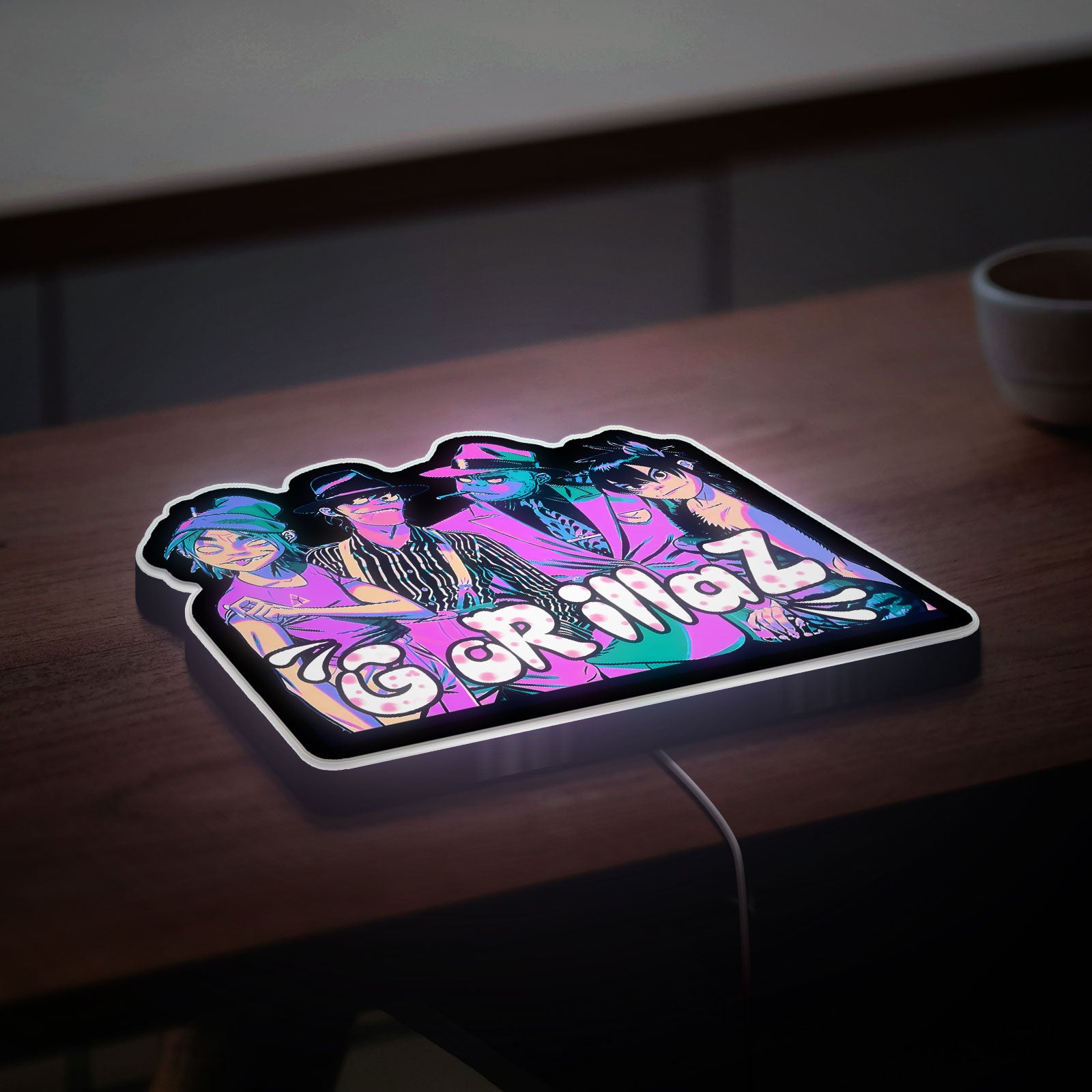 Gorillaz 3D Light Box - Cartoon Band LED Night Light, Alternative Music Decor for Fans, Cool Glow Art for Bedroom or Studio 