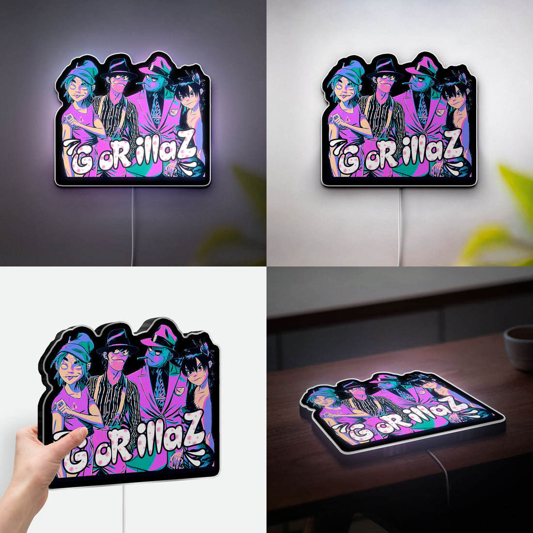 Gorillaz 3D Light Box - Cartoon Band LED Night Light, Alternative Music Decor for Fans, Cool Glow Art for Bedroom or Studio 