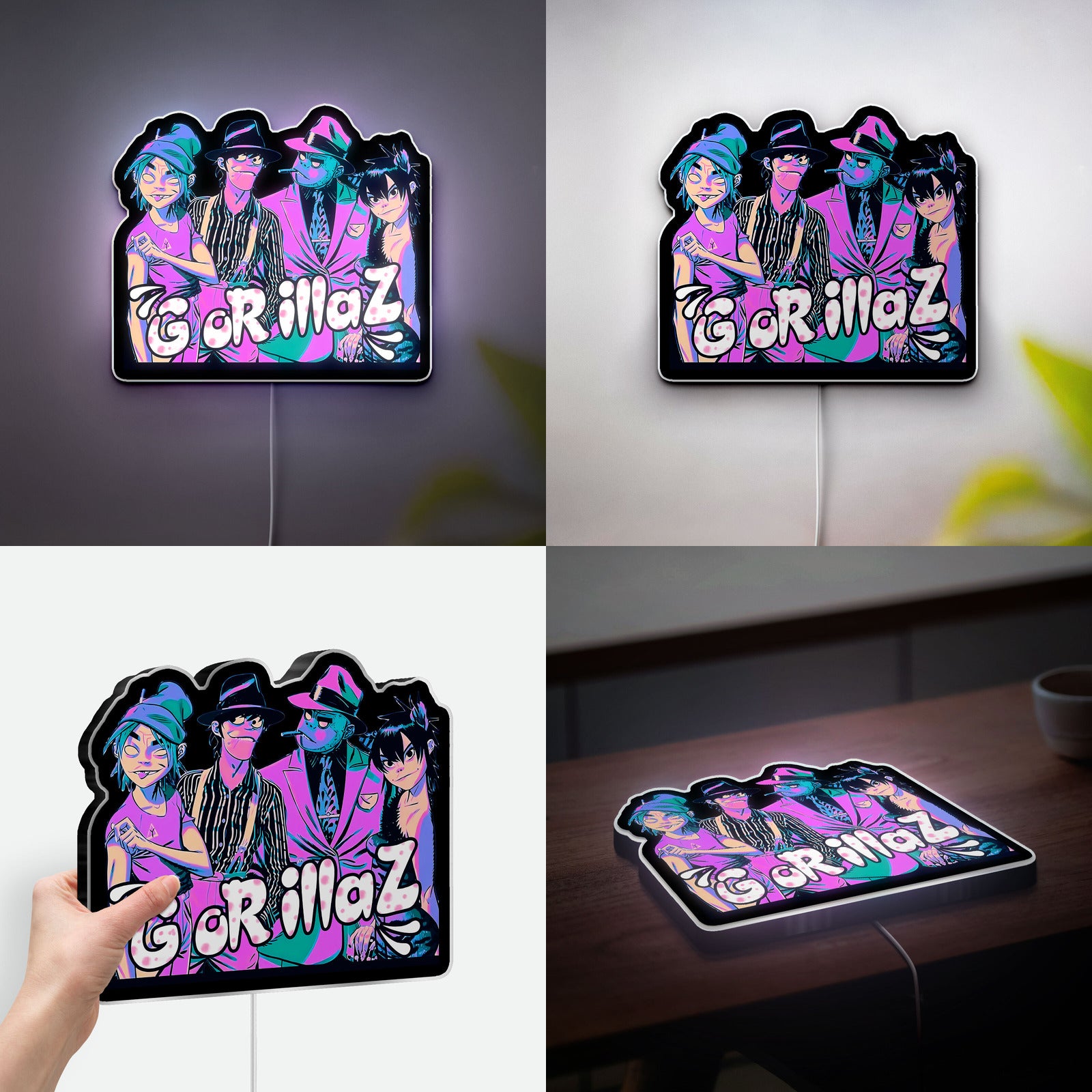 Gorillaz 3D Light Box - Cartoon Band LED Night Light, Alternative Music Decor for Fans, Cool Glow Art for Bedroom or Studio 