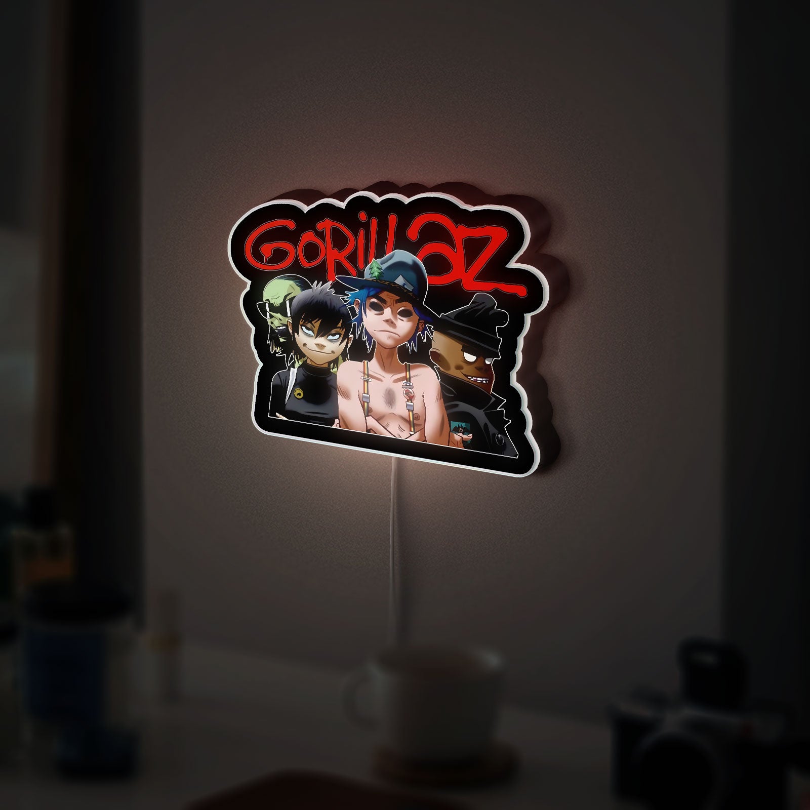 Gorillaz Band 3D Light Box - Cartoon Character LED Night Light, Music Album Inspired Wall Decor for Fans 