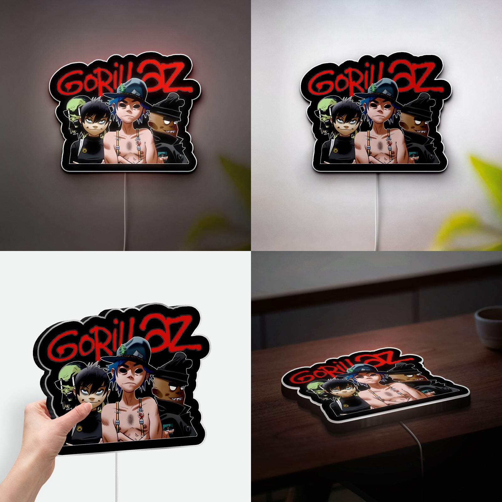 Gorillaz Band 3D Light Box - Cartoon Character LED Night Light, Music Album Inspired Wall Decor for Fans 