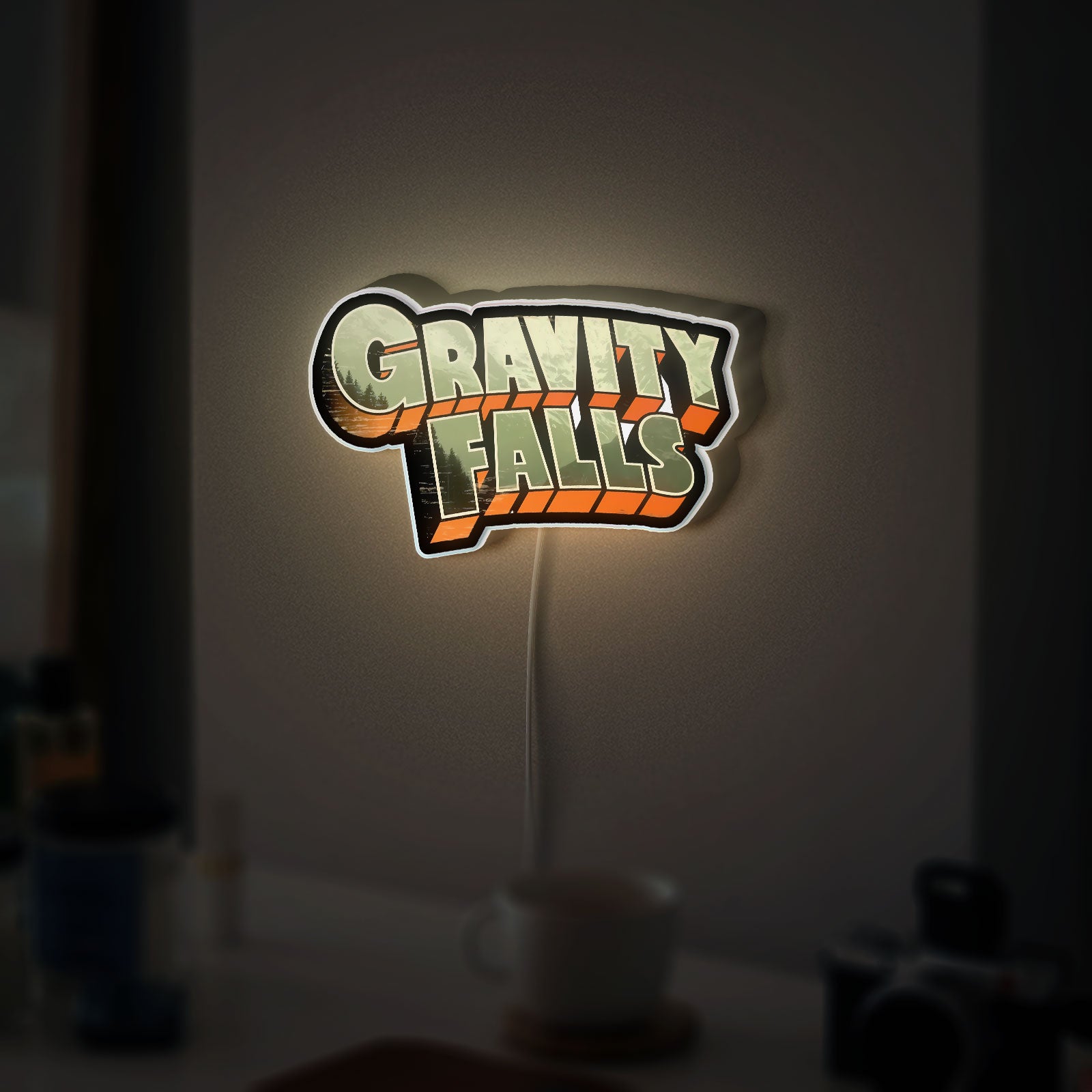 Gravity Falls Glow Sign - Mystery Shack LED Night Light, Animated Series Collectible, Glow in the Dark Room Decor for Disney Fans 