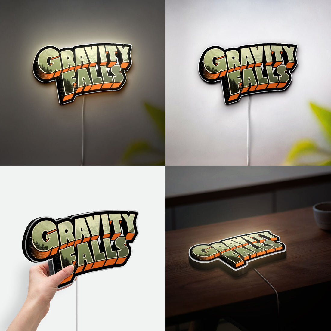 Gravity Falls Glow Sign - Mystery Shack LED Night Light, Animated Series Collectible, Glow in the Dark Room Decor for Disney Fans 