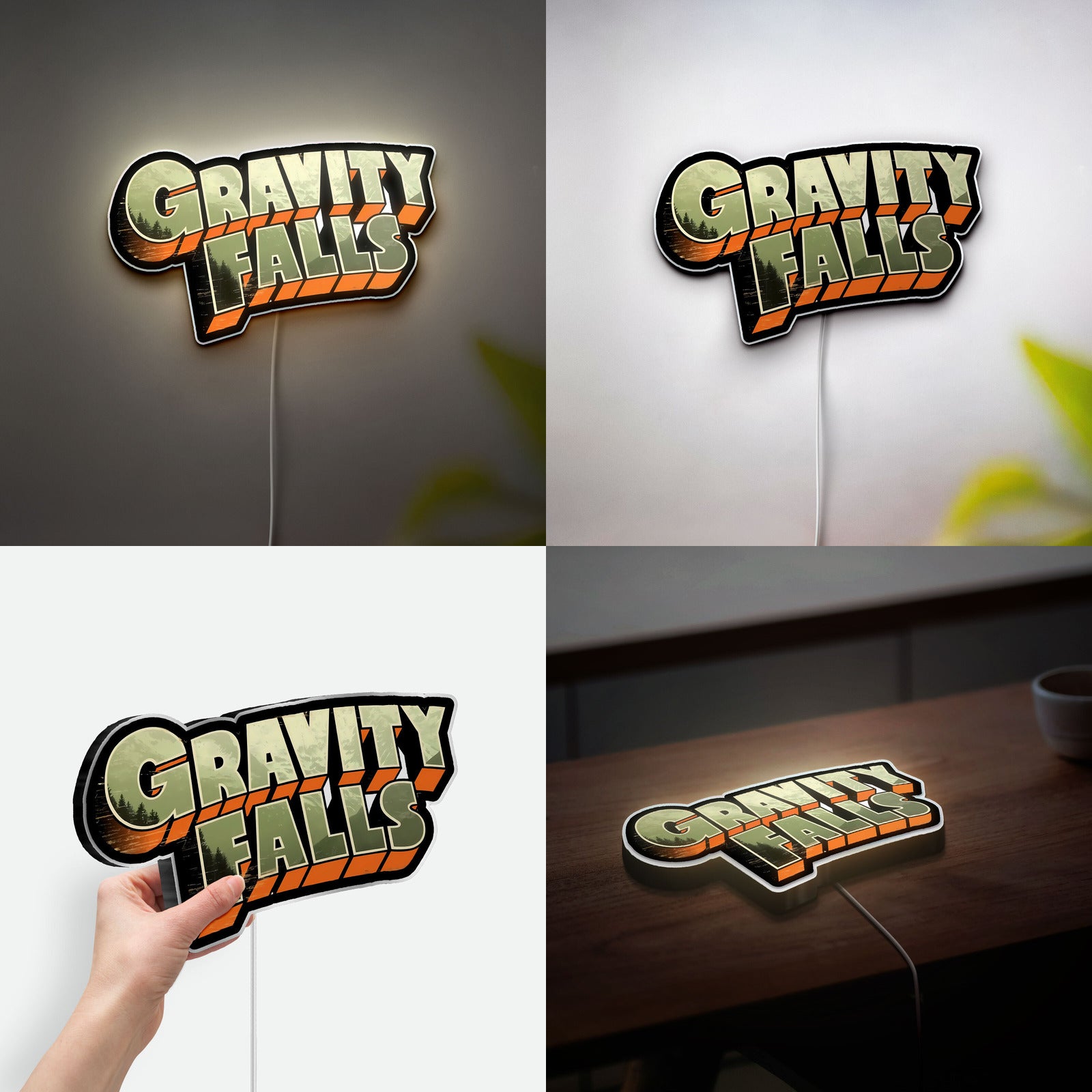 Gravity Falls Glow Sign - Mystery Shack LED Night Light, Animated Series Collectible, Glow in the Dark Room Decor for Disney Fans 