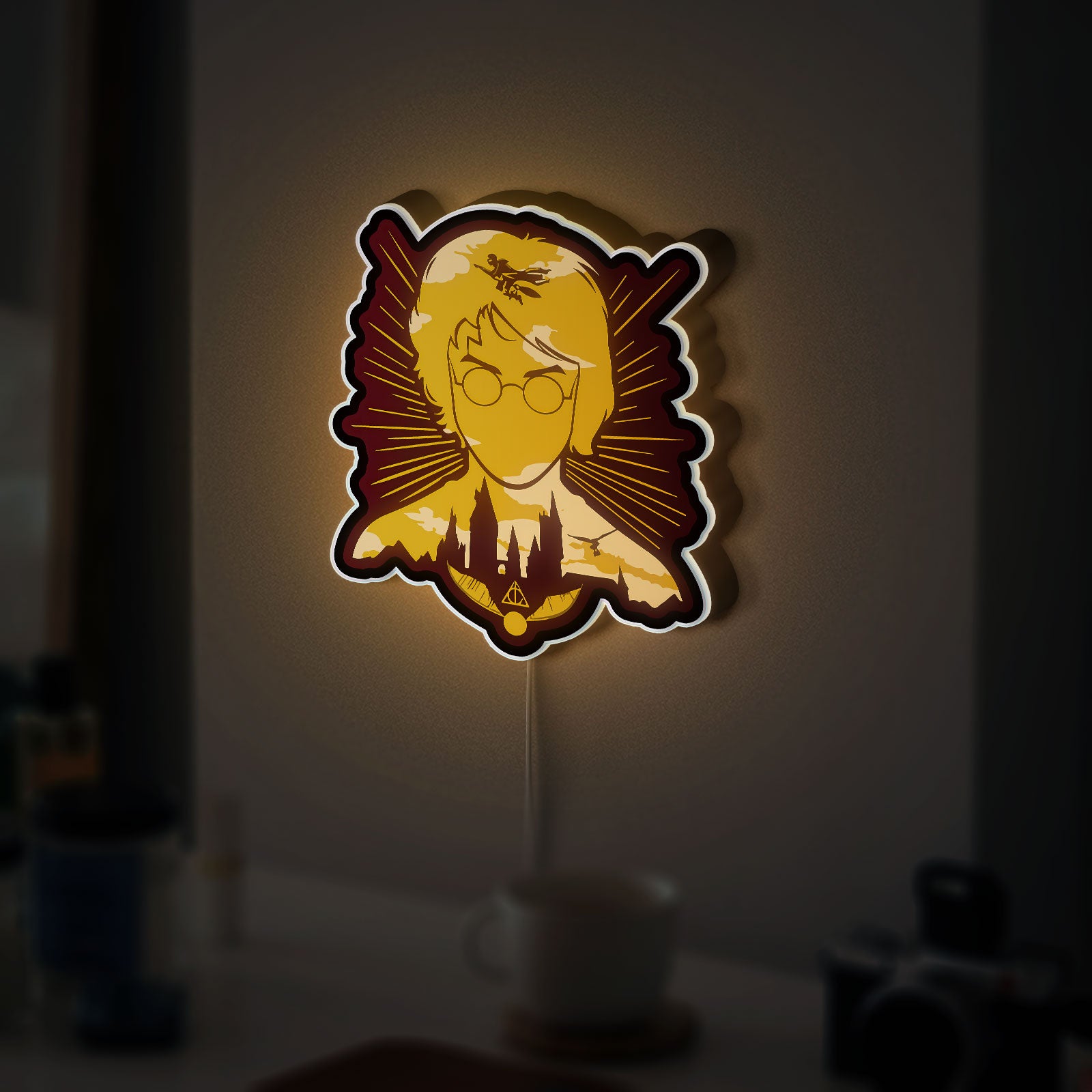 Harry Potter 3D Light Box - The Boy Who Lived Glow Art, Magical LED Night Light for Potterheads, Hogwarts Inspired Room Decor 