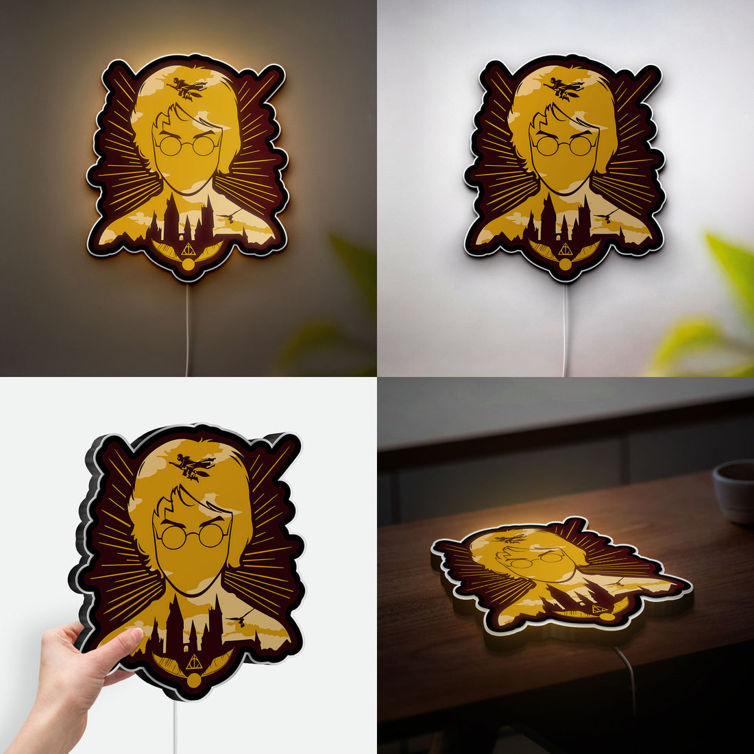 Harry Potter 3D Light Box - The Boy Who Lived Glow Art, Magical LED Night Light for Potterheads, Hogwarts Inspired Room Decor 