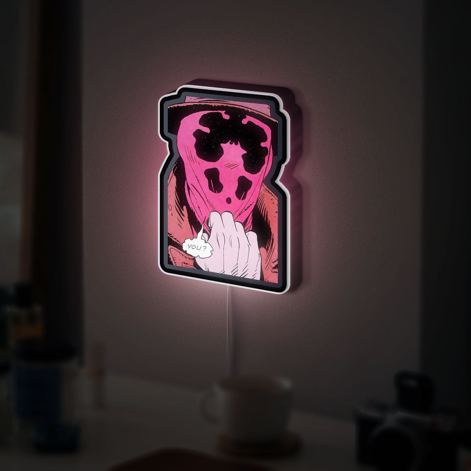 Rorschach Mask 3D Light Box - Watchmen Inspired LED Night Light, Comic Book Decor for Fans, Unique Superhero Gift
