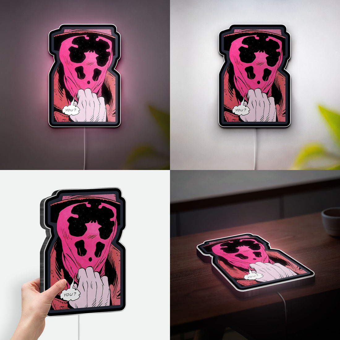 Rorschach Mask 3D Light Box - Watchmen Inspired LED Night Light, Comic Book Decor for Fans, Unique Superhero Gift
