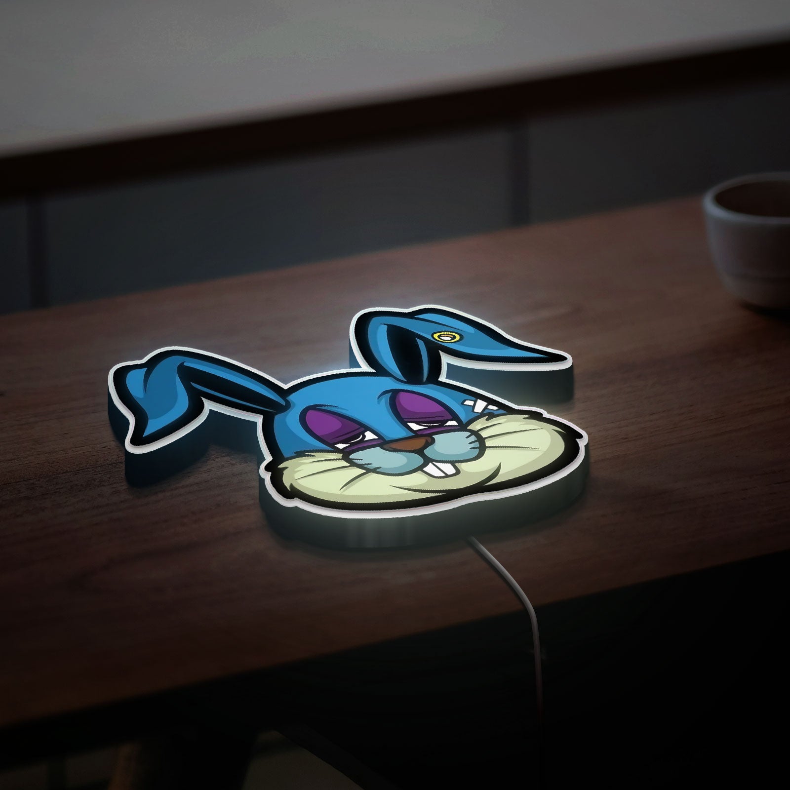 Scary Bunny 3D Light Box - Creepy Cartoon LED Night Light, Horror-Inspired Decor for Halloween & Anime Fans 