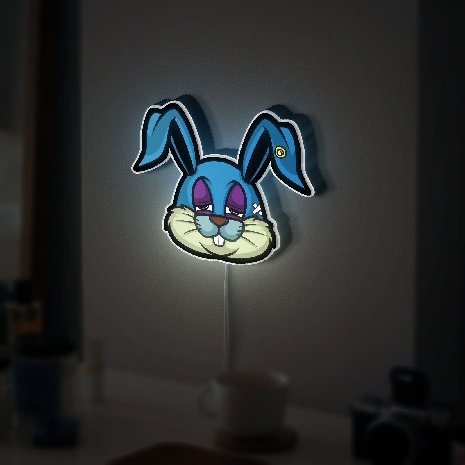 Scary Bunny 3D Light Box - Creepy Cartoon LED Night Light, Horror-Inspired Decor for Halloween & Anime Fans 