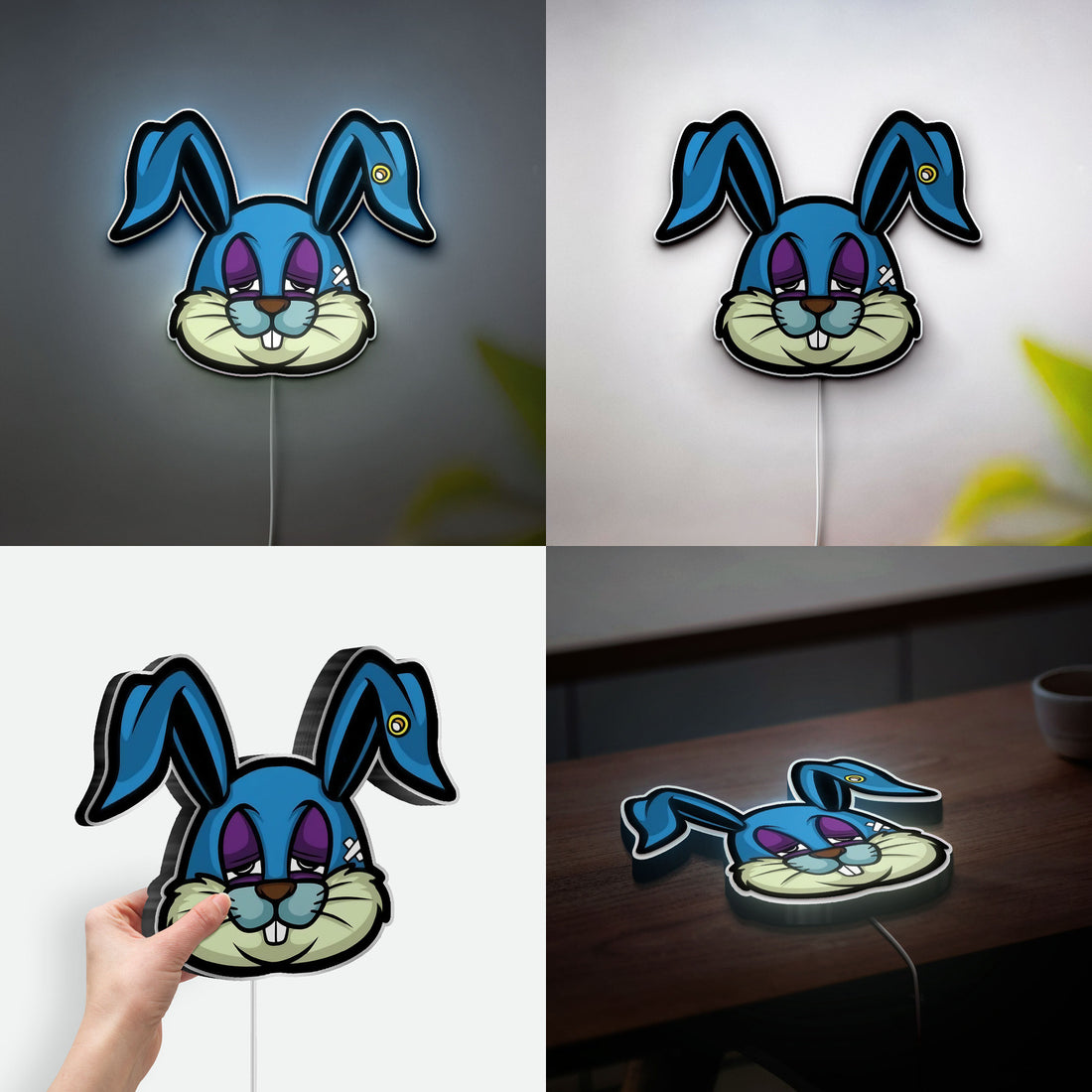 Scary Bunny 3D Light Box - Creepy Cartoon LED Night Light, Horror-Inspired Decor for Halloween & Anime Fans 