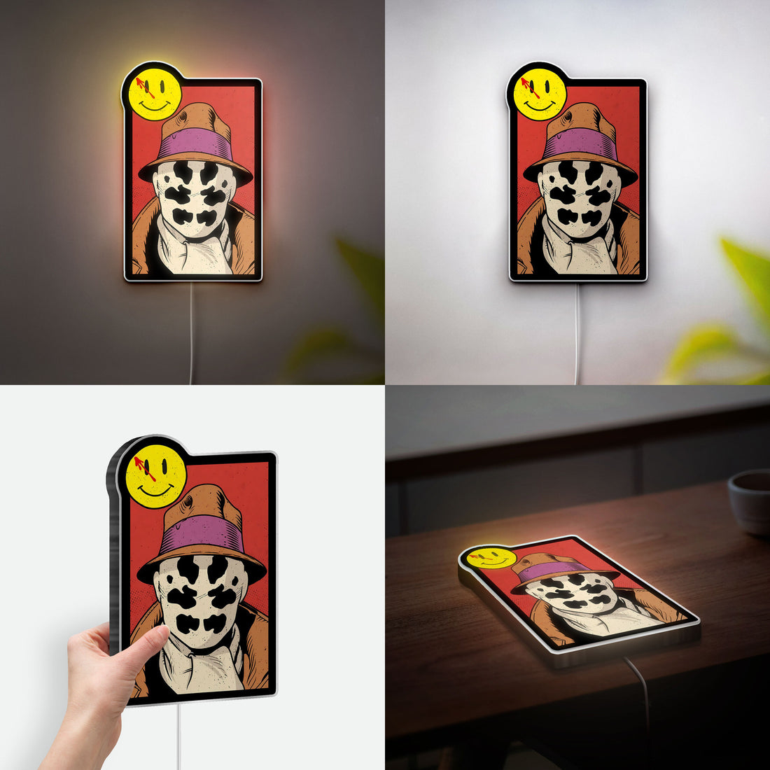 Rorschach Watchmen 3D Light Box - DC Comics LED Night Light, Graphic Novel Inspired Decor for Fans 