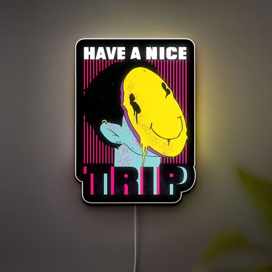 Trippy 3D Light Box - Psychedelic LED Night Light, Acid Art Decor for Hippie & Rave Room, Cool Gift for Music Festival Fans 