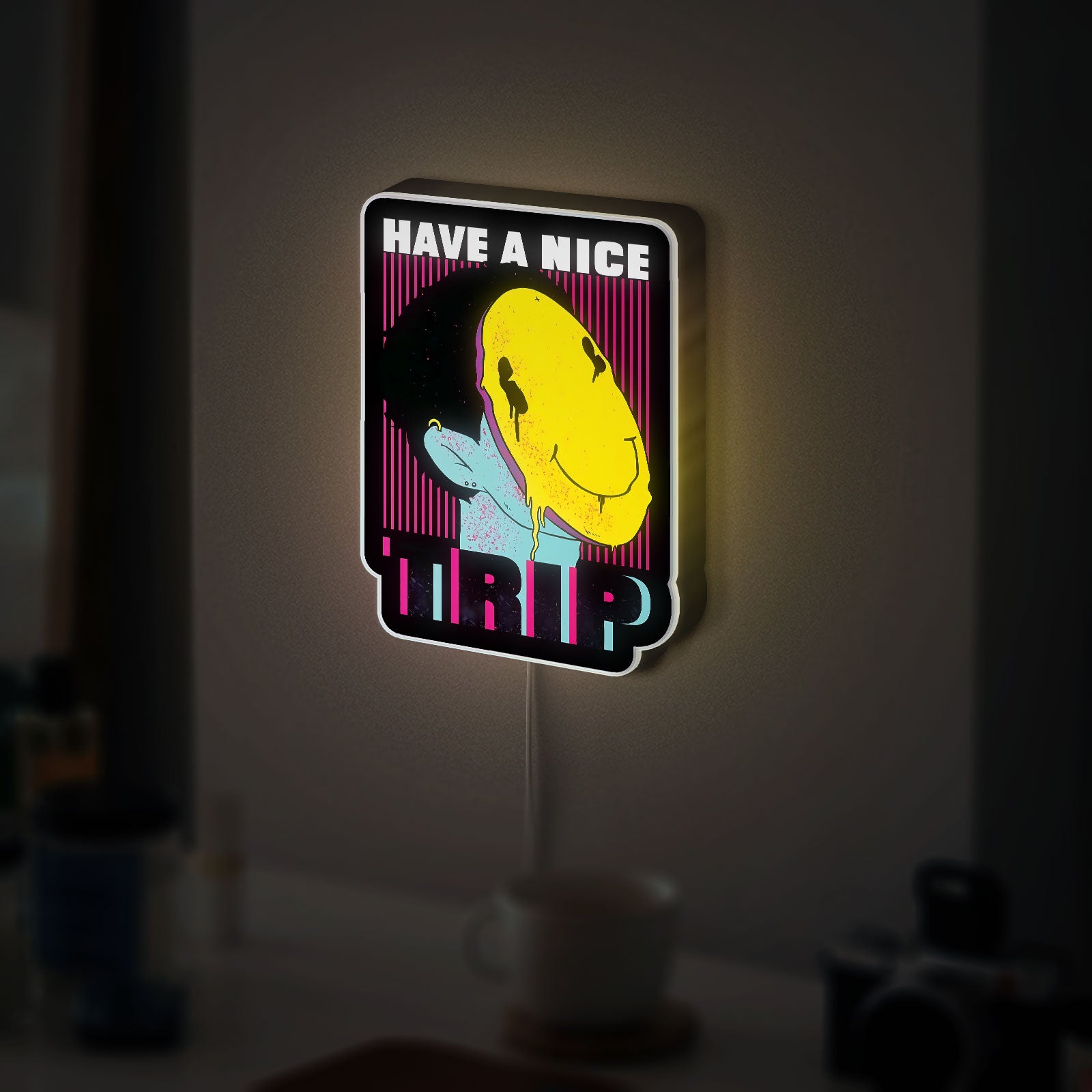 Trippy 3D Light Box - Psychedelic LED Night Light, Acid Art Decor for Hippie & Rave Room, Cool Gift for Music Festival Fans 