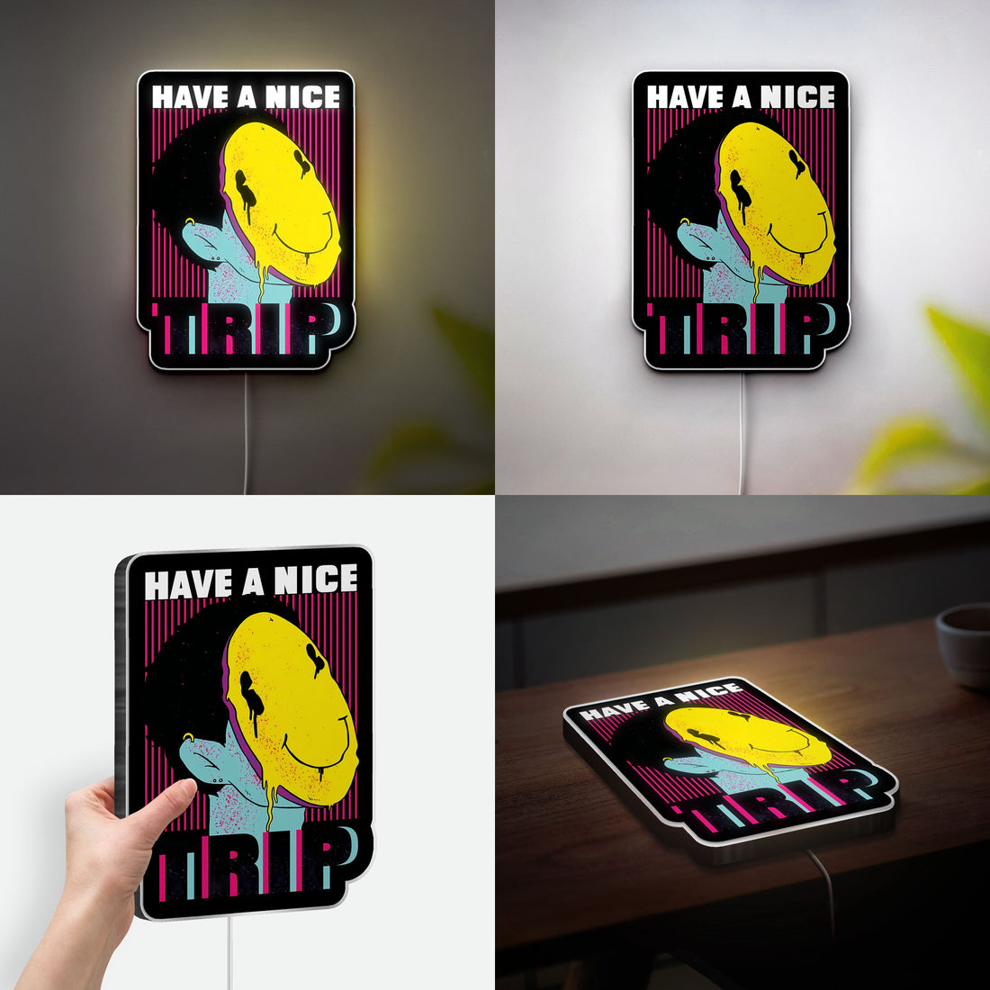 Trippy 3D Light Box - Psychedelic LED Night Light, Acid Art Decor for Hippie & Rave Room, Cool Gift for Music Festival Fans 