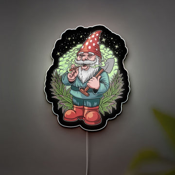 Smoking Gnome 3D Light Box - Funny Character LED Night Light, Quirky Home Decor for Adults, Unique Gift for Stoner & Cannabis Enthusiasts 