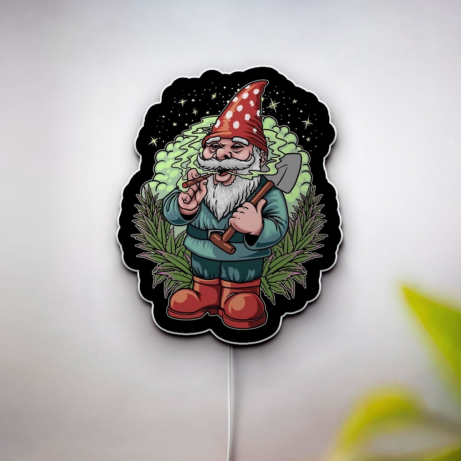 Smoking Gnome 3D Light Box - Funny Character LED Night Light, Quirky Home Decor for Adults, Unique Gift for Stoner & Cannabis Enthusiasts 