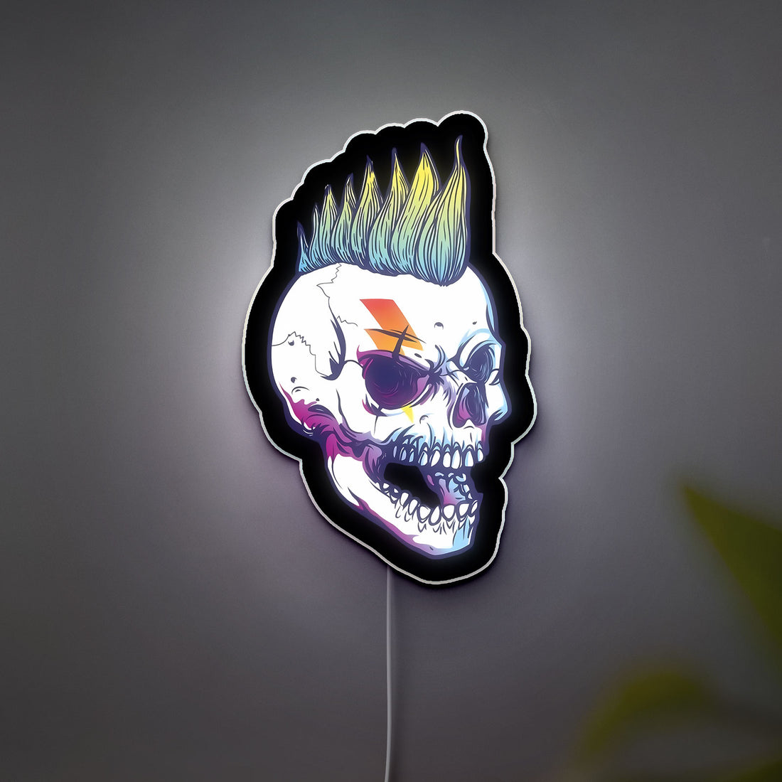 Punk Rock Skull 3D Light Box - Edgy Mohawk LED Night Light, Heavy Metal Decor for Music Fans & Rebel Room Aesthetics 