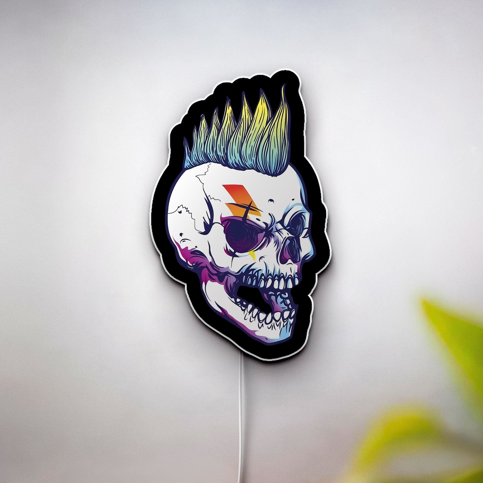 Punk Rock Skull 3D Light Box - Edgy Mohawk LED Night Light, Heavy Metal Decor for Music Fans & Rebel Room Aesthetics 