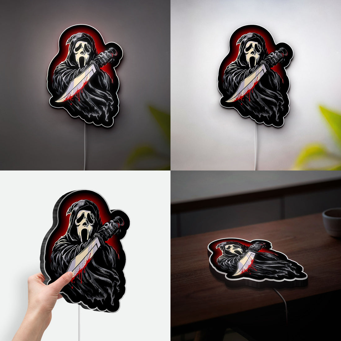 Ghostface Slasher 3D Light - Scream Movie LED Night Lamp, Horror Film Decor for Scary Movie & Halloween Fans 
