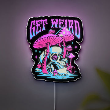 Psychedelic Mushroom 3D Light Box - Trippy Hippie LED Night Light, Drippy Skull Decor for Stoner Room & Music Lovers 