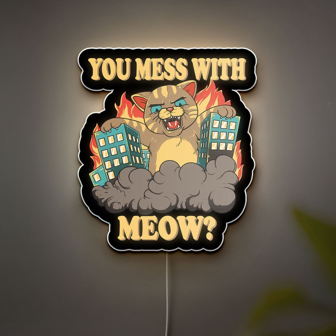 Funny Giant Cat Monster 3D Light Box - Playful Angry Cat LED Night Light, Whimsical Pet Decor for Cat Lovers 