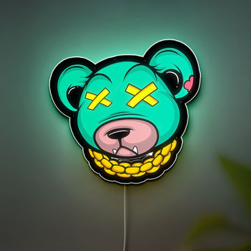 Dead Rich Cartoon 3D Light Box - Urban Streetwear LED Night Light, Gold Chain Gangster Decor for Hip Hop Fans 