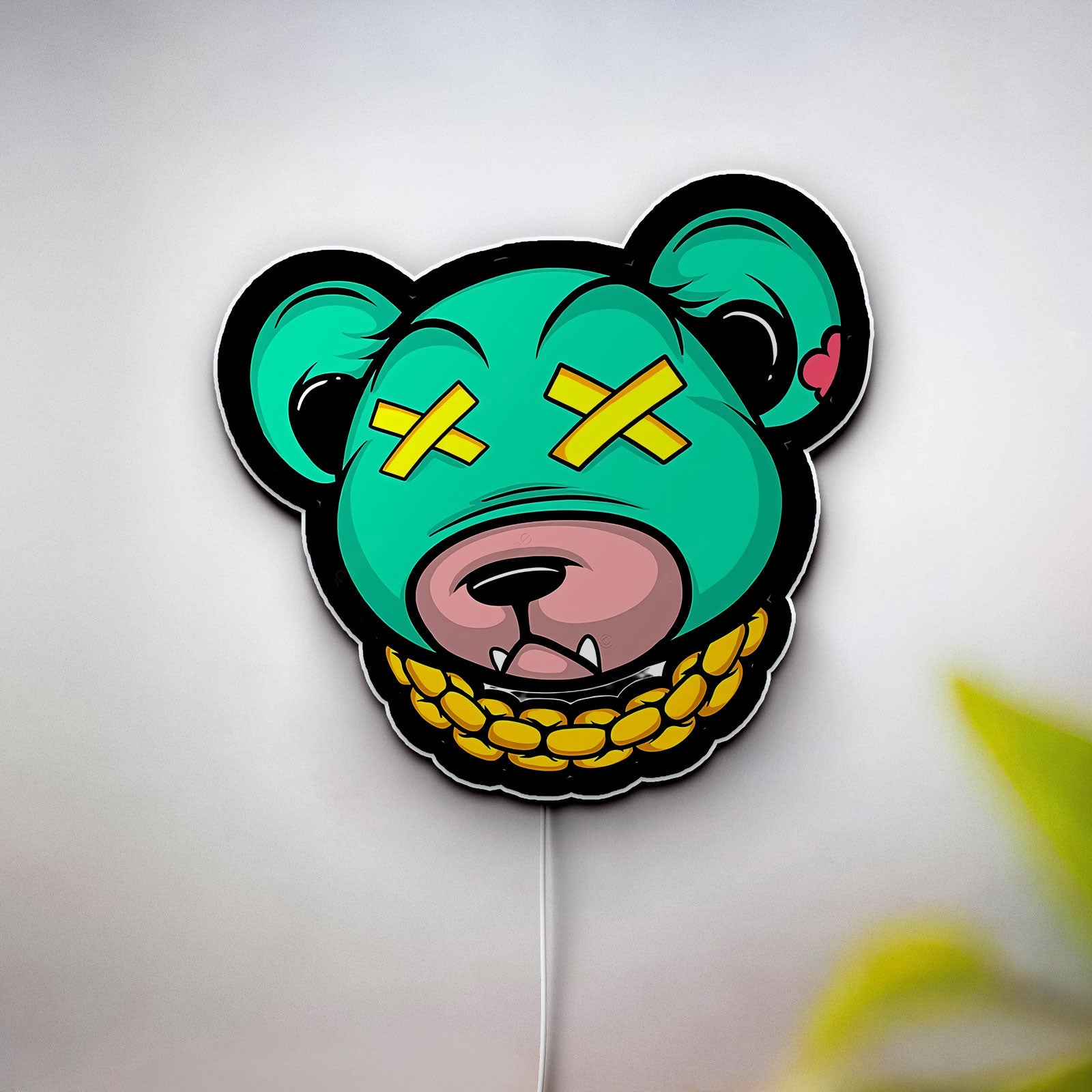 Dead Rich Cartoon 3D Light Box - Urban Streetwear LED Night Light, Gold Chain Gangster Decor for Hip Hop Fans 