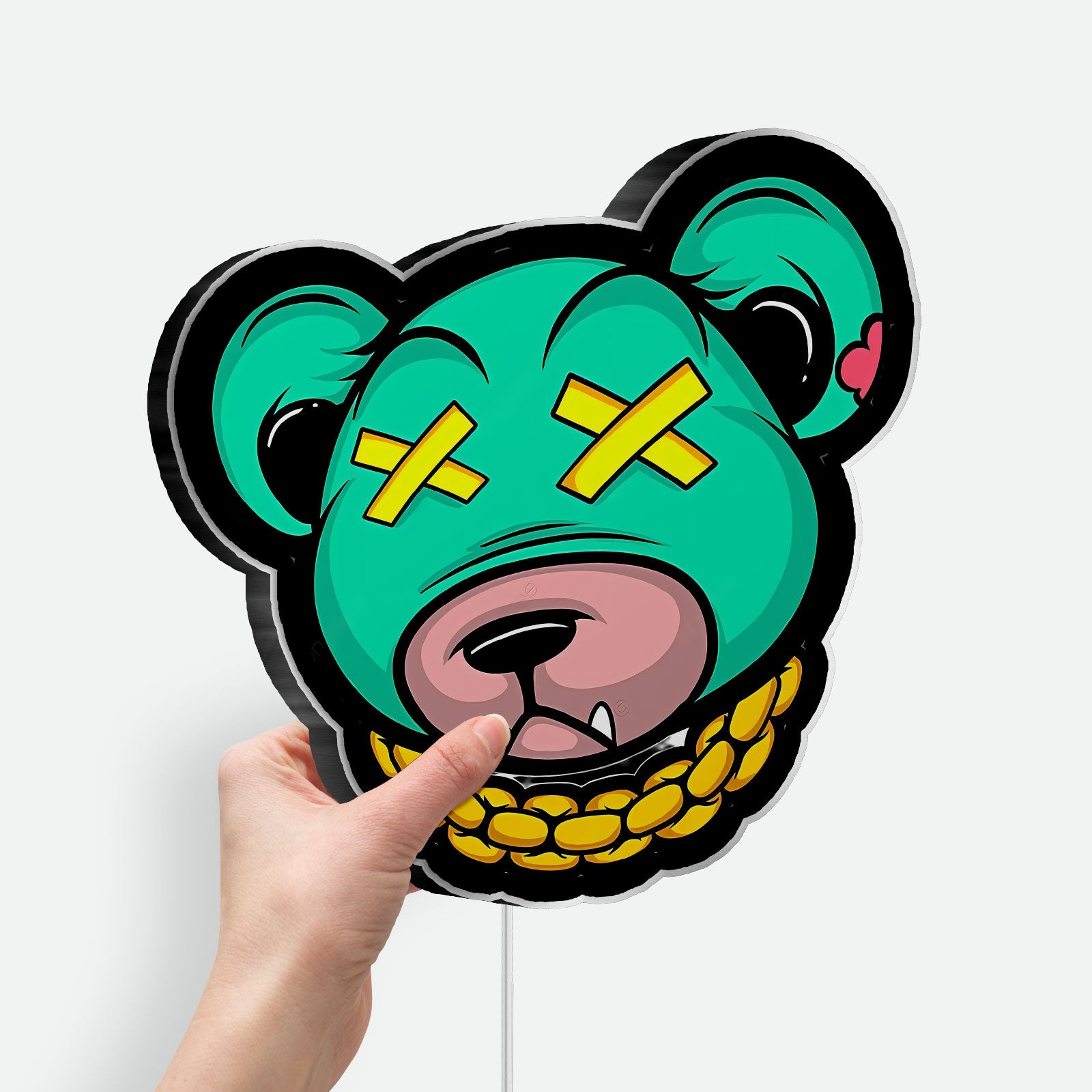 Dead Rich Cartoon 3D Light Box - Urban Streetwear LED Night Light, Gold Chain Gangster Decor for Hip Hop Fans 