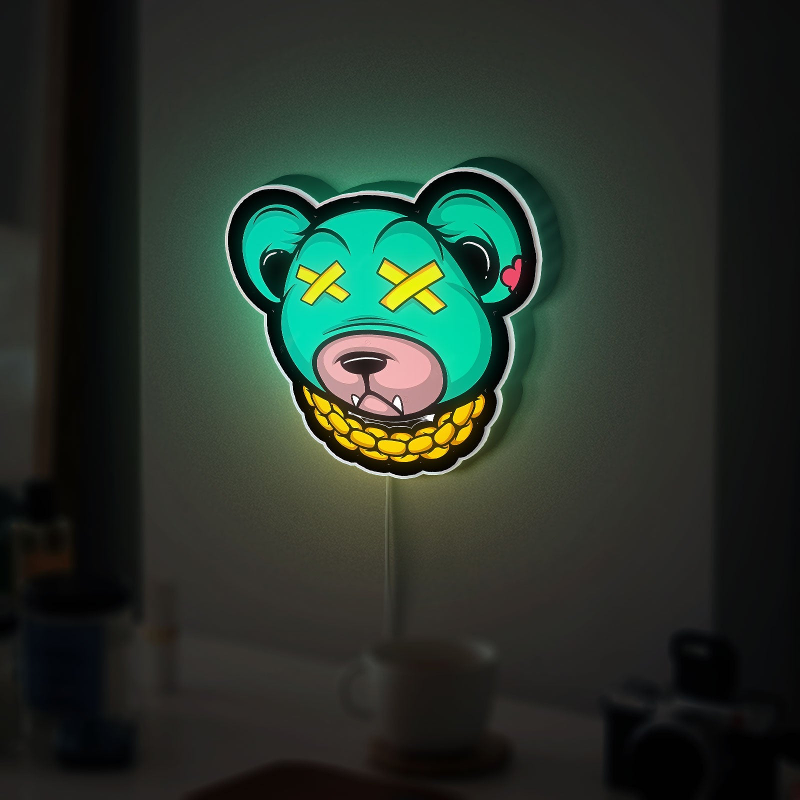 Dead Rich Cartoon 3D Light Box - Urban Streetwear LED Night Light, Gold Chain Gangster Decor for Hip Hop Fans 