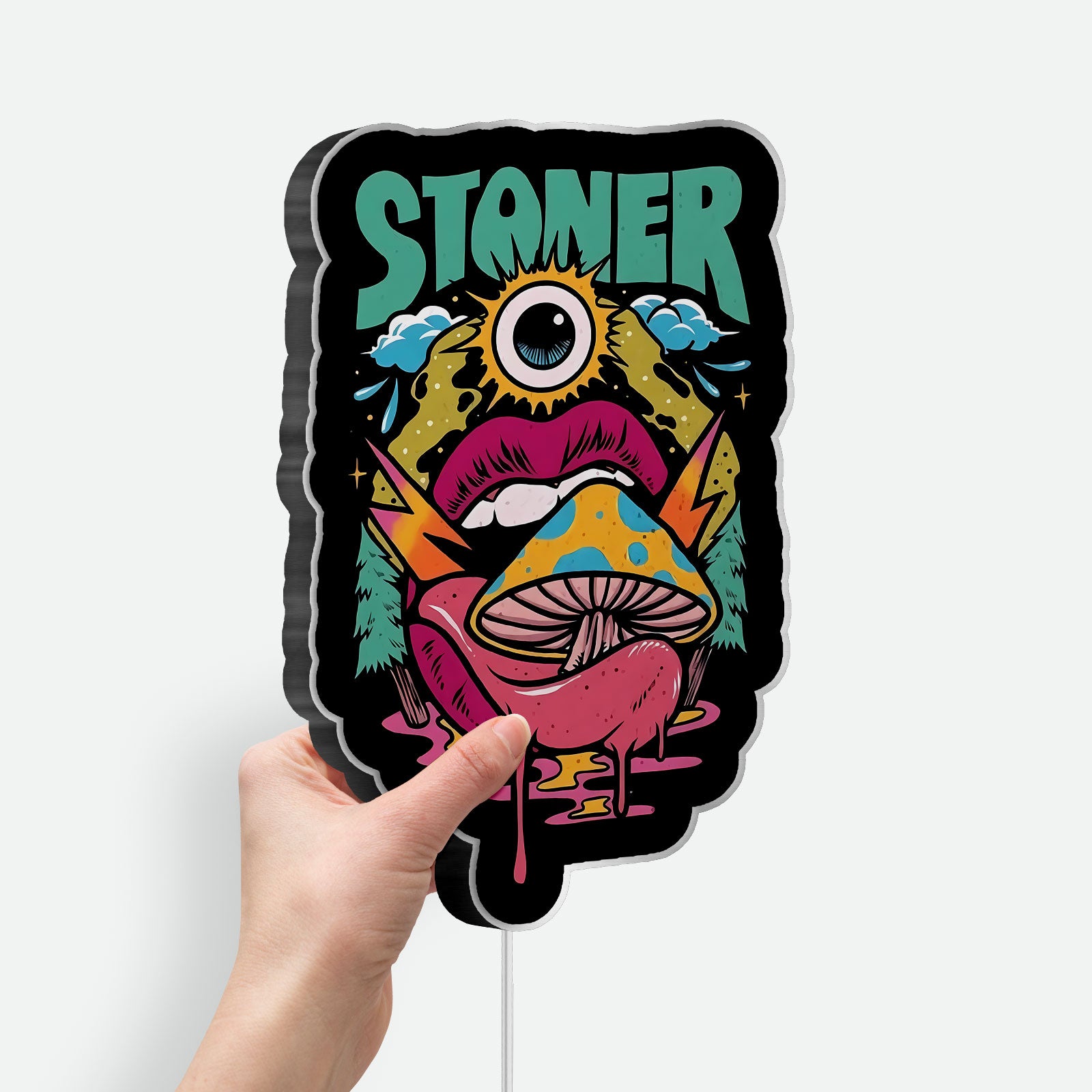 Trippy Stoner 3D Light Box - Psychedelic Night Light for Adults, Cool Weed Decor, Funny Gift for Cannabis Lovers 