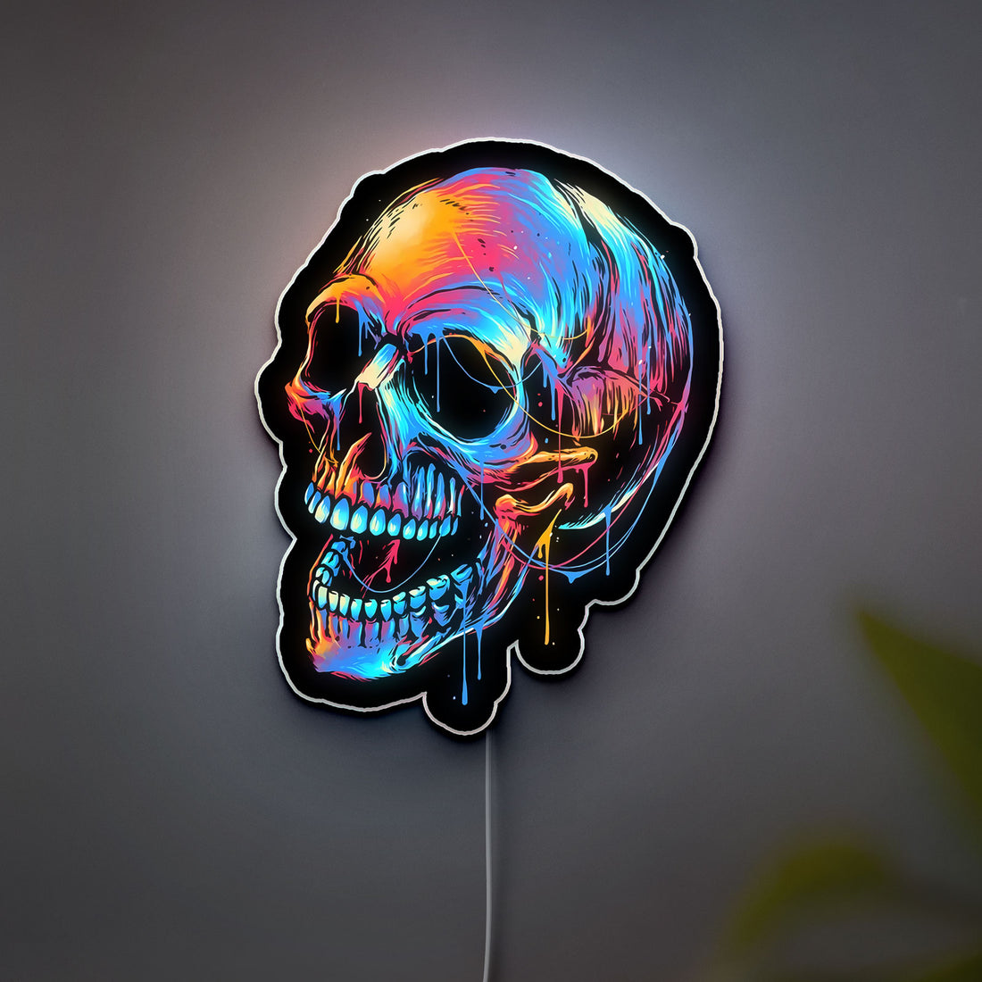 Laughing Skull 3D Light Box - Devil Demon LED Night Light, Gothic Skeleton Decor for Horror & Rock Music Fans 