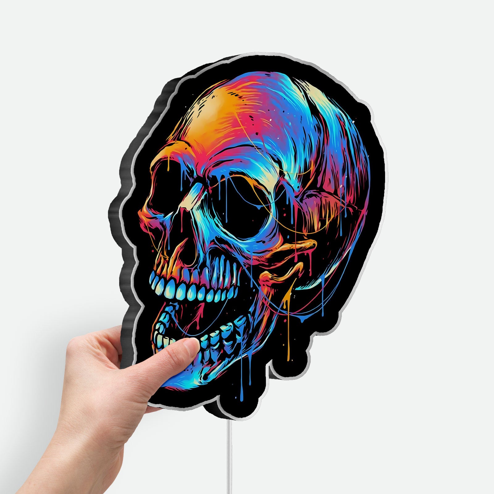 Laughing Skull 3D Light Box - Devil Demon LED Night Light, Gothic Skeleton Decor for Horror & Rock Music Fans 