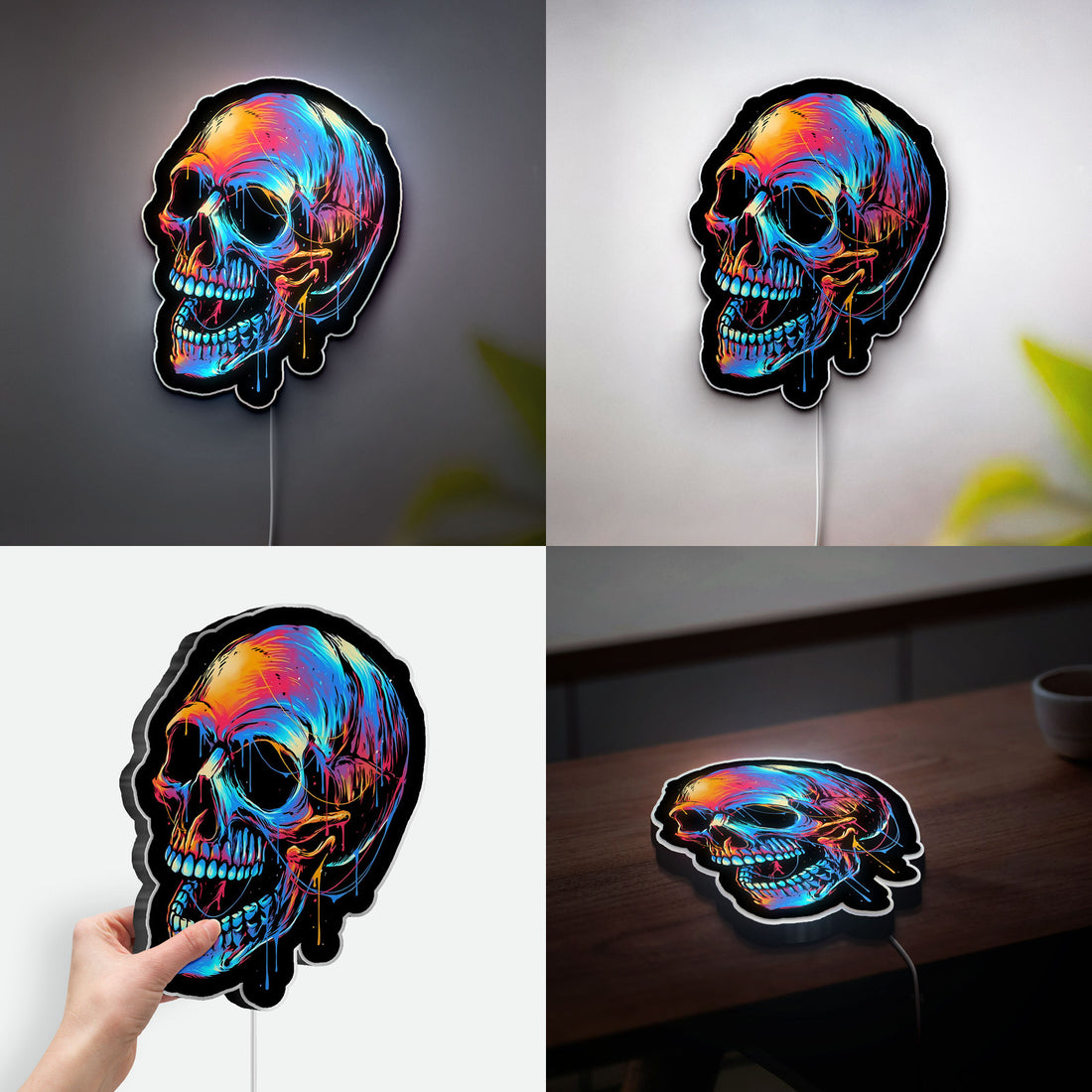 Laughing Skull 3D Light Box - Devil Demon LED Night Light, Gothic Skeleton Decor for Horror & Rock Music Fans 