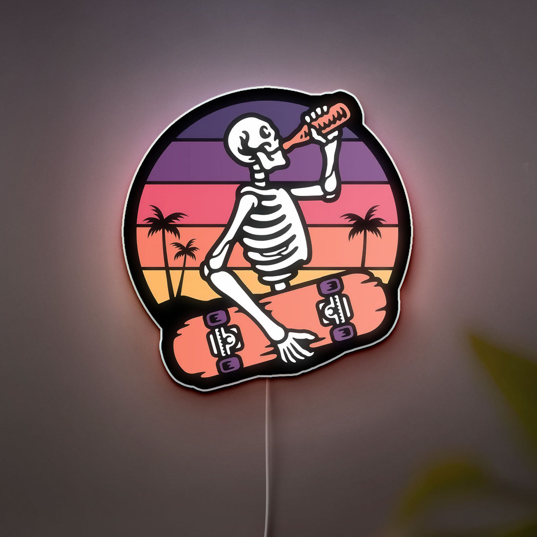 Skater Skeleton 3D Light Box - Cool Skateboarder LED Night Light, Gothic Decor for Teen Rooms & Unique Gift for Skate Fans 