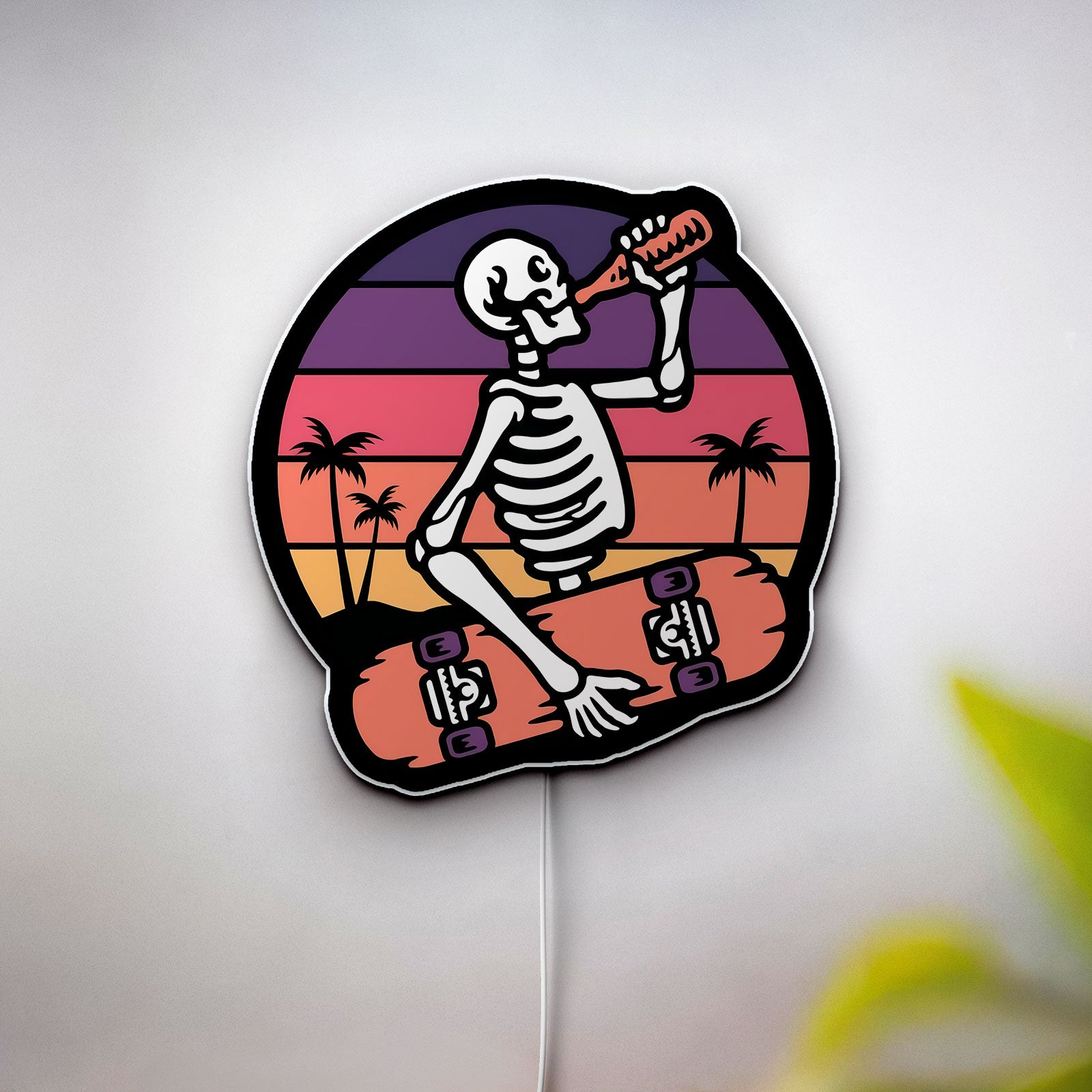 Skater Skeleton 3D Light Box - Cool Skateboarder LED Night Light, Gothic Decor for Teen Rooms & Unique Gift for Skate Fans 