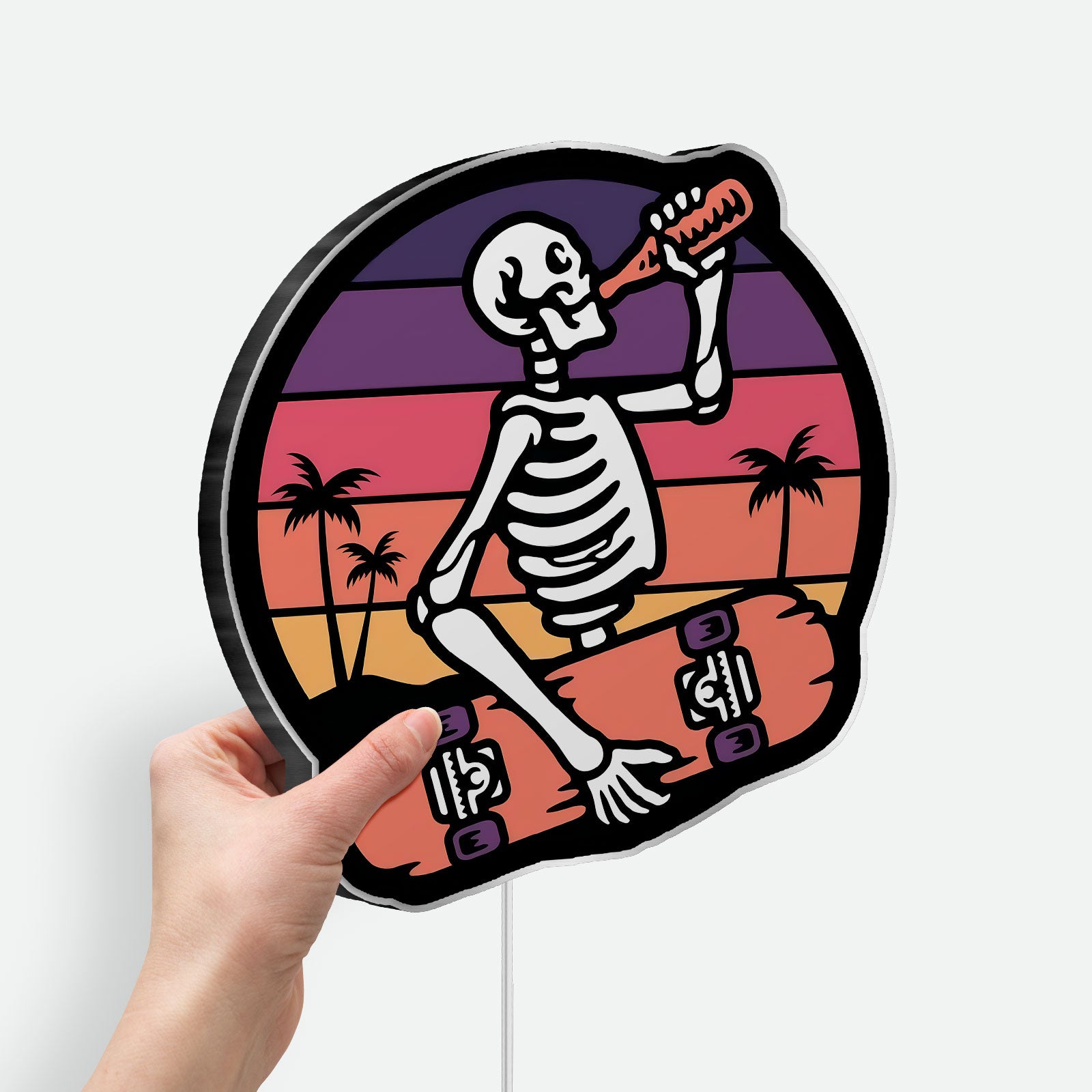 Skater Skeleton 3D Light Box - Cool Skateboarder LED Night Light, Gothic Decor for Teen Rooms & Unique Gift for Skate Fans 