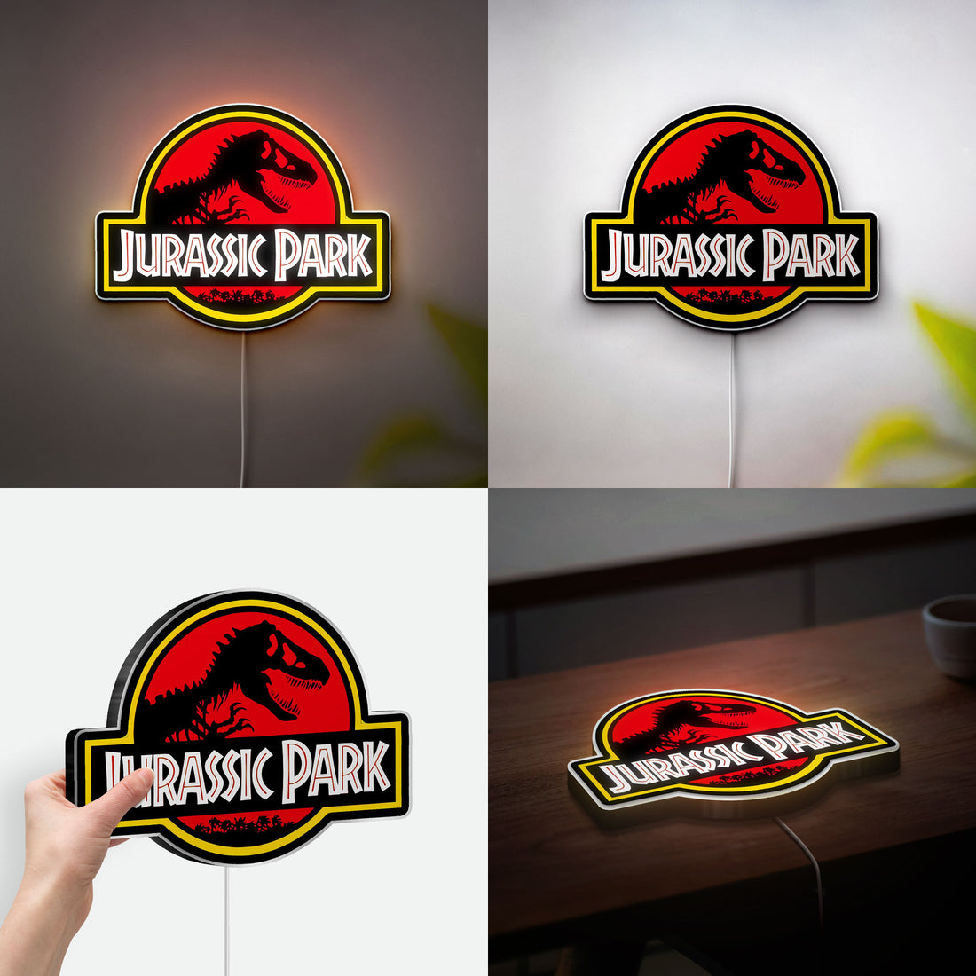 Jurassic Park Dino 3D Light Box - Glowing Logo Night Light, Prehistoric Dinosaur Decor for Movie Fans & Kids Room 