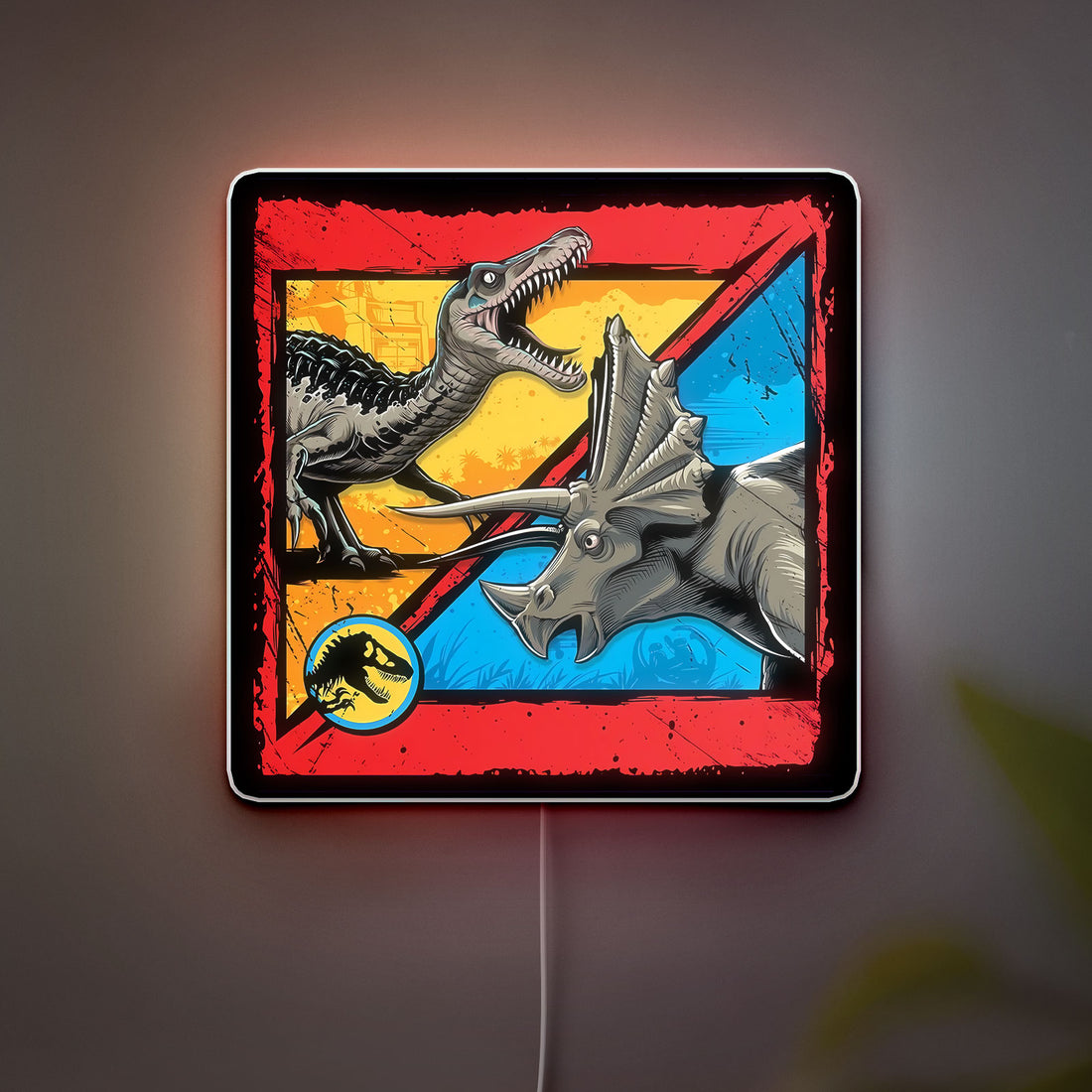 Jurassic World Dino Battle 3D Light - Glowing Dinosaur Night Light, Prehistoric Adventure Decor for Kids Room & Jurassic Park Fans 